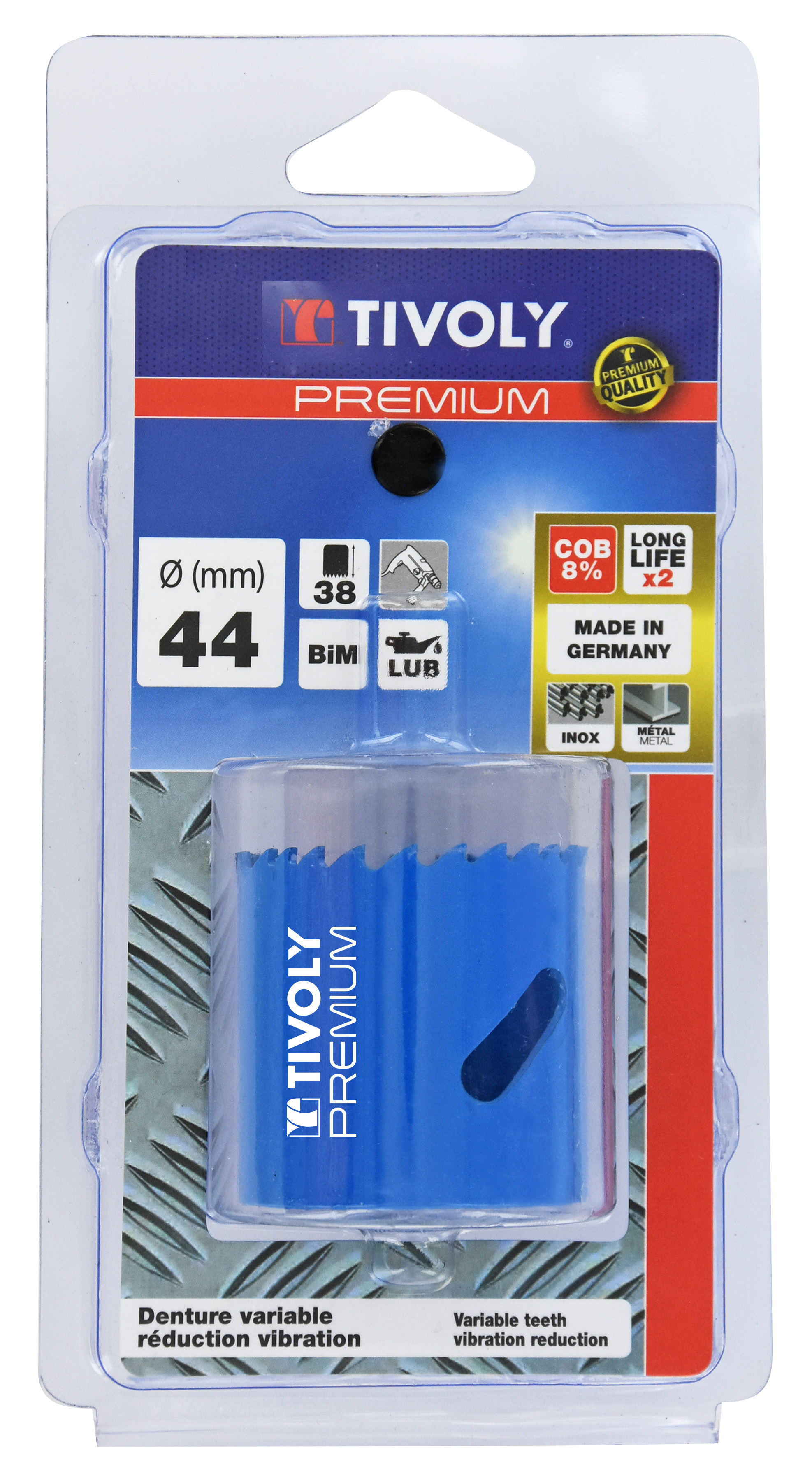 Scie cloche bi-métal cobalt 8 % (Blister Box) / H: 38 Ø: 44 TIVOLY - XT505220107