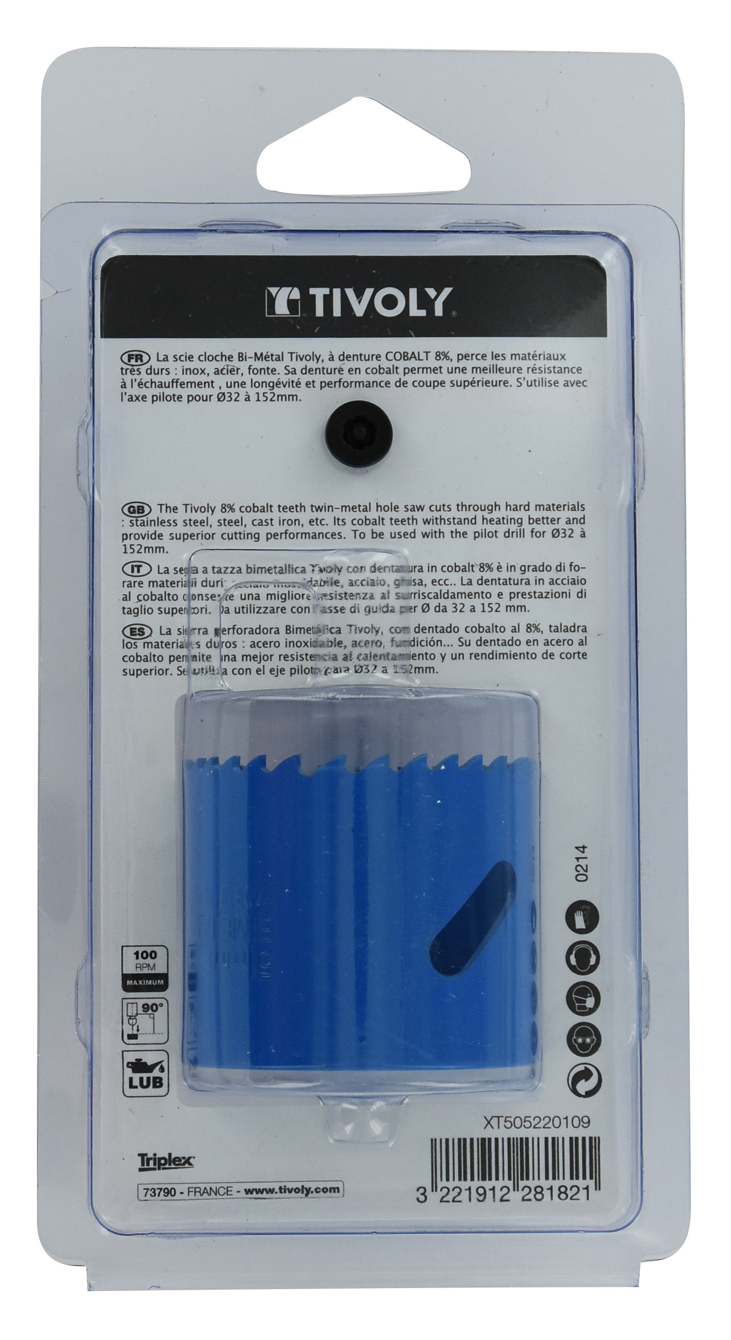 Scie cloche bi-métal cobalt 8 % (Blister Box) / H: 38 Ø: 51 TIVOLY - XT505220109