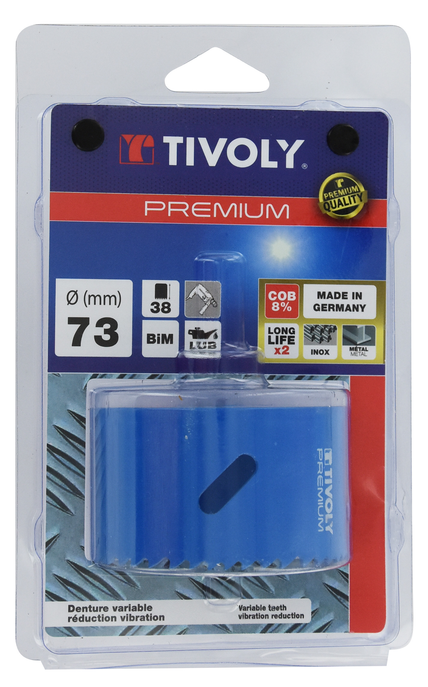 Scie cloche bi-métal cobalt 8 % (Blister Box) / H: 38 Ø: 60 TIVOLY - XT505220110