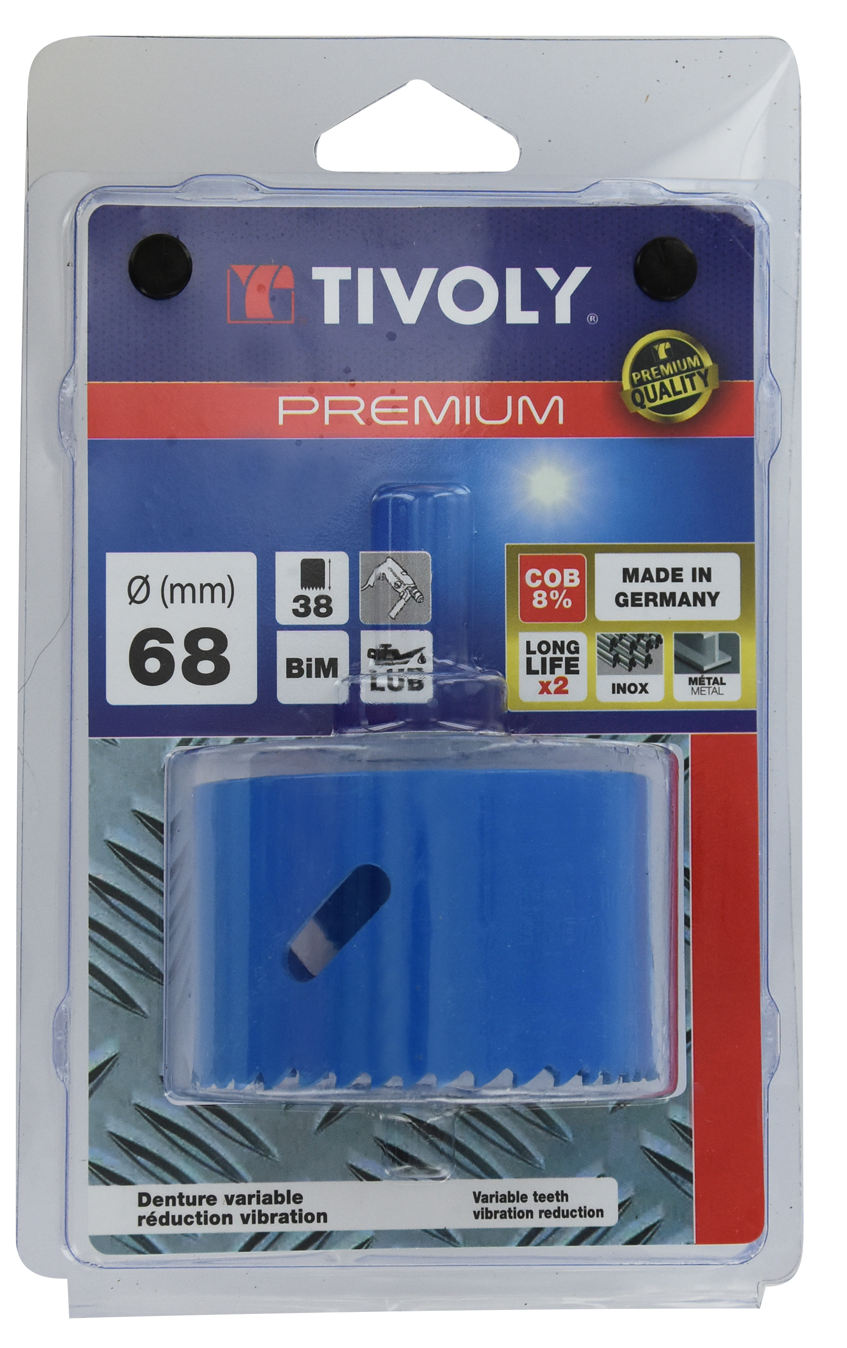 Scie cloche bi-métal cobalt 8 % (Blister Box) / H: 38 Ø: 68 TIVOLY - XT505220112