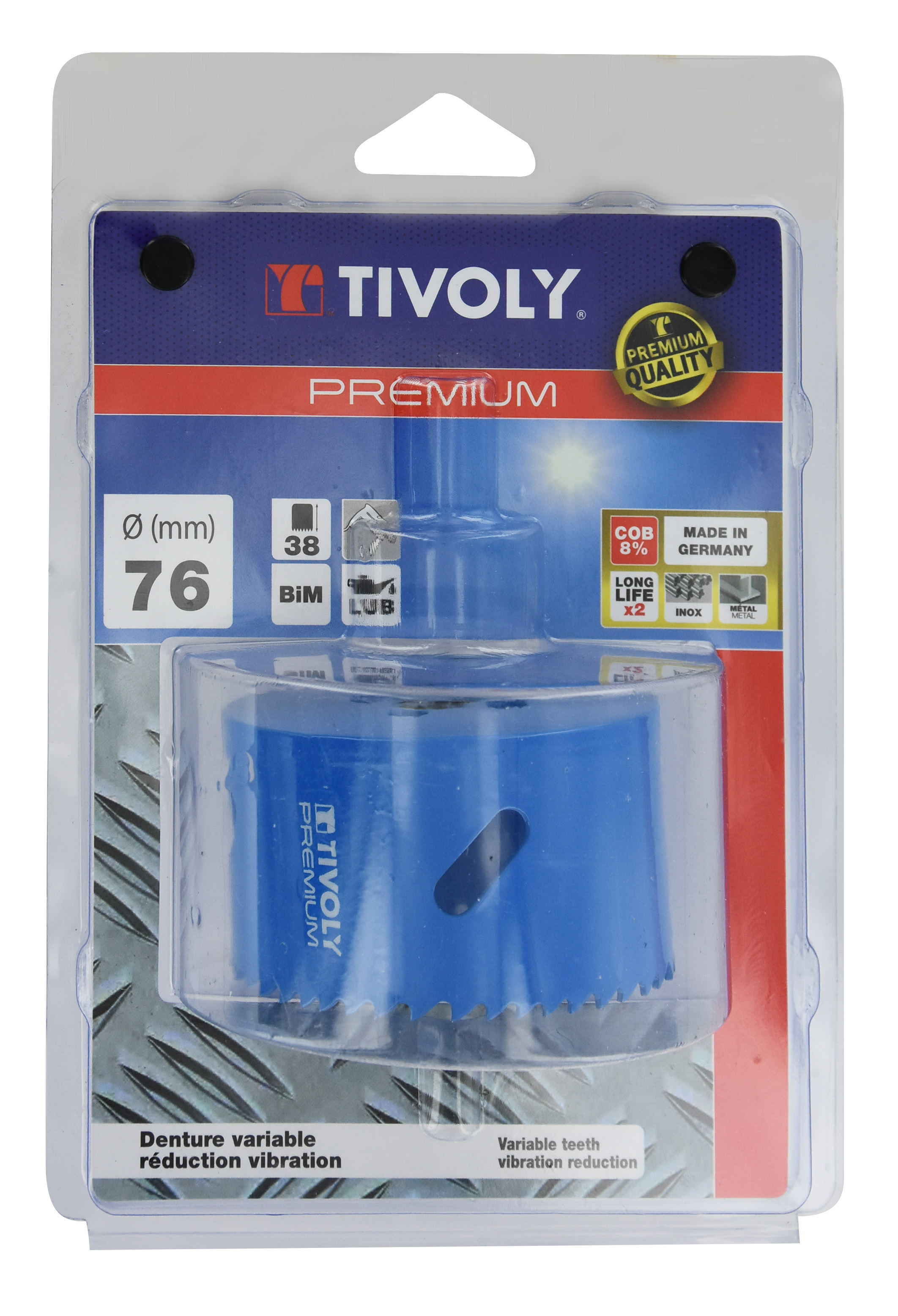 Scie cloche bi-métal cobalt 8 % (Blister Box) / H: 38 Ø: 76 TIVOLY - XT505220114