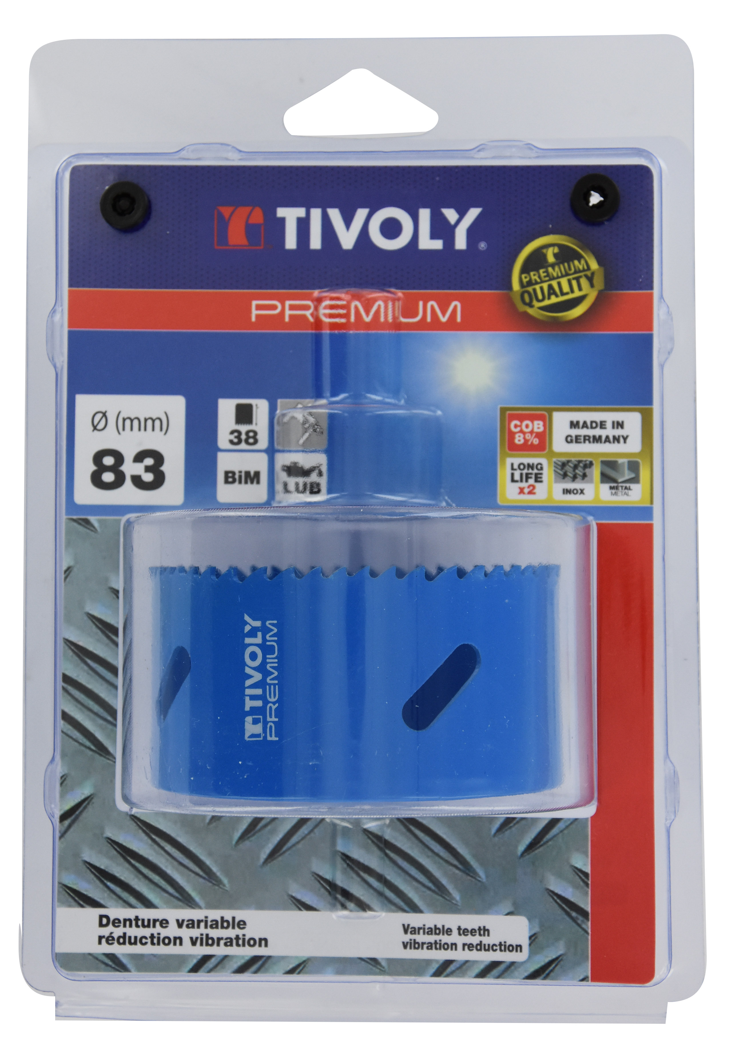 Scie cloche bi-métal cobalt 8 % (Blister Box) / H: 38 Ø: 83 TIVOLY - XT505220115