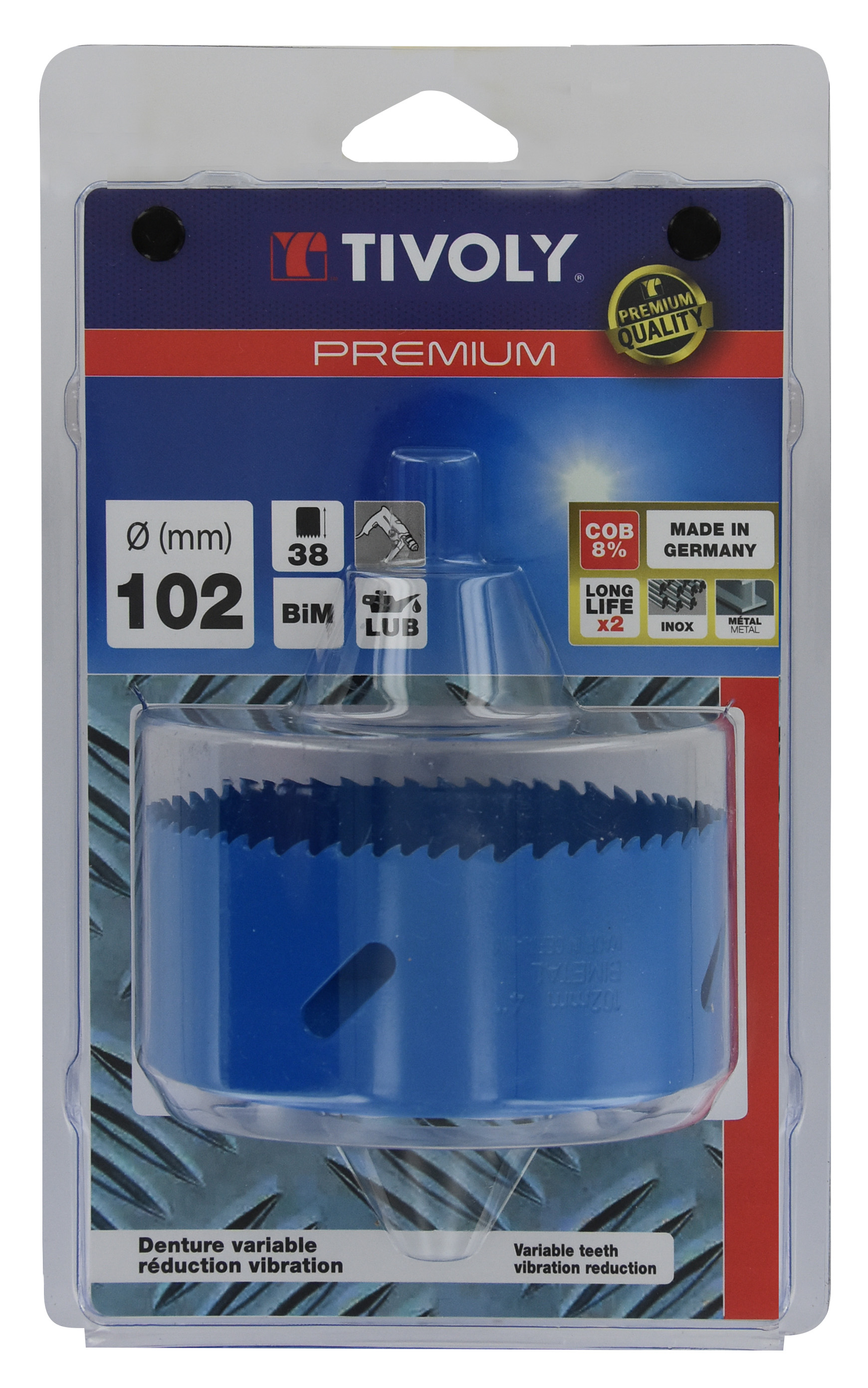 Scie cloche bi-métal cobalt 8 % (Blister Box) / H: 38 Ø: 102 TIVOLY - XT505220116