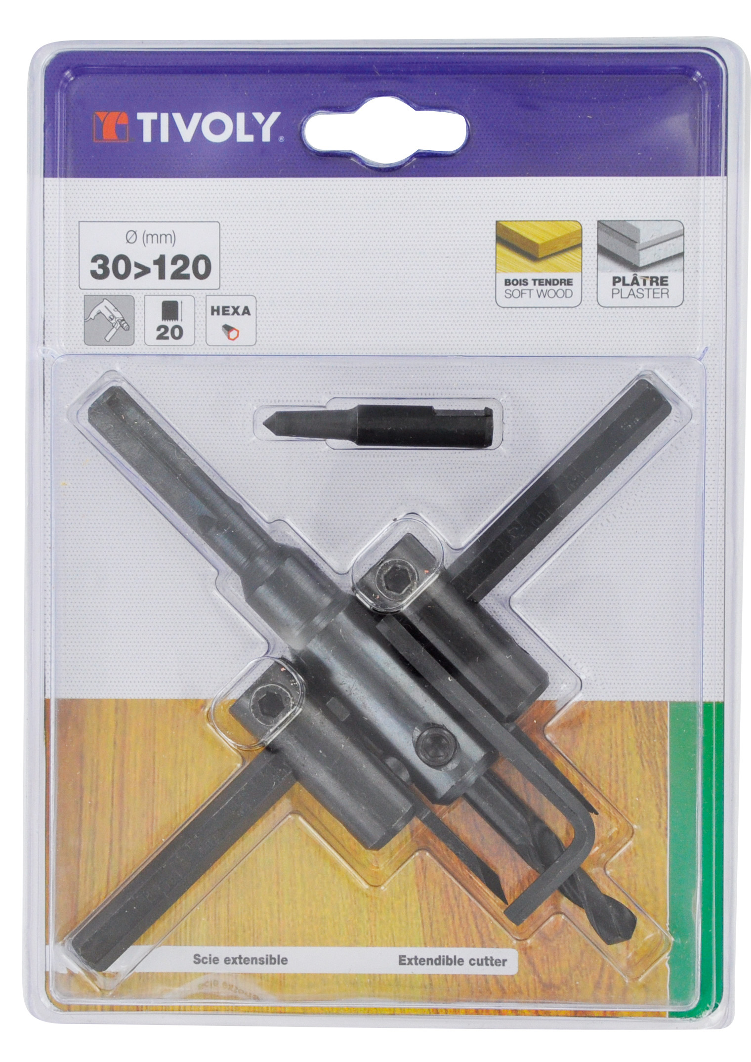 Scie rotative ajustable Ø30>120mm (Blister Box) / H: Ø: 30>120 TIVOLY - XT50522030120