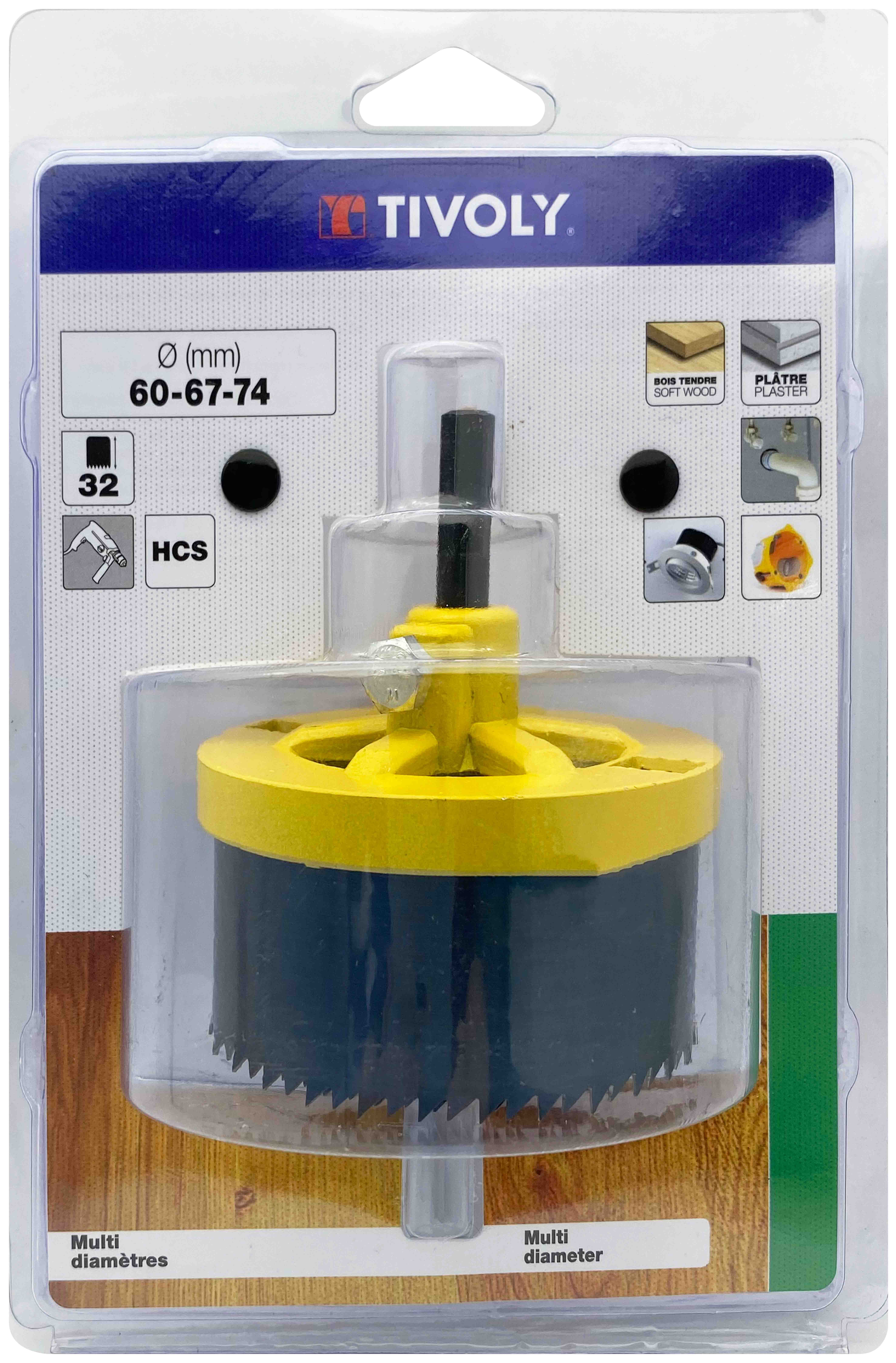 Scie cloche HCS multi-lames (Blister Box) / H: 32 Ø: 60-67-74 TIVOLY - XT50522052000