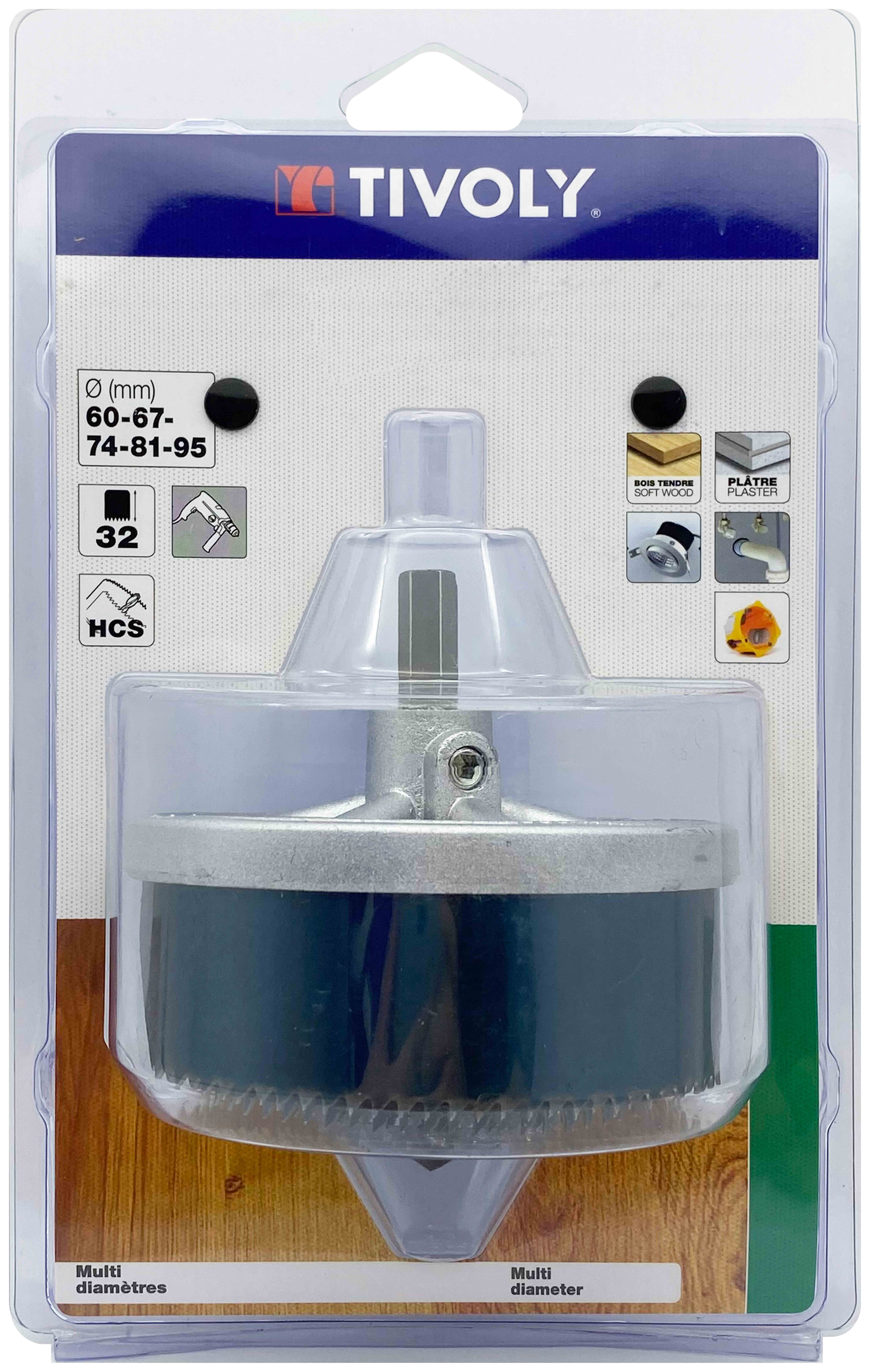 Scie cloche HCS multi-lames (Blister Box) / H: 32 Ø: 60-67-74-81-95 TIVOLY - XT50522052002