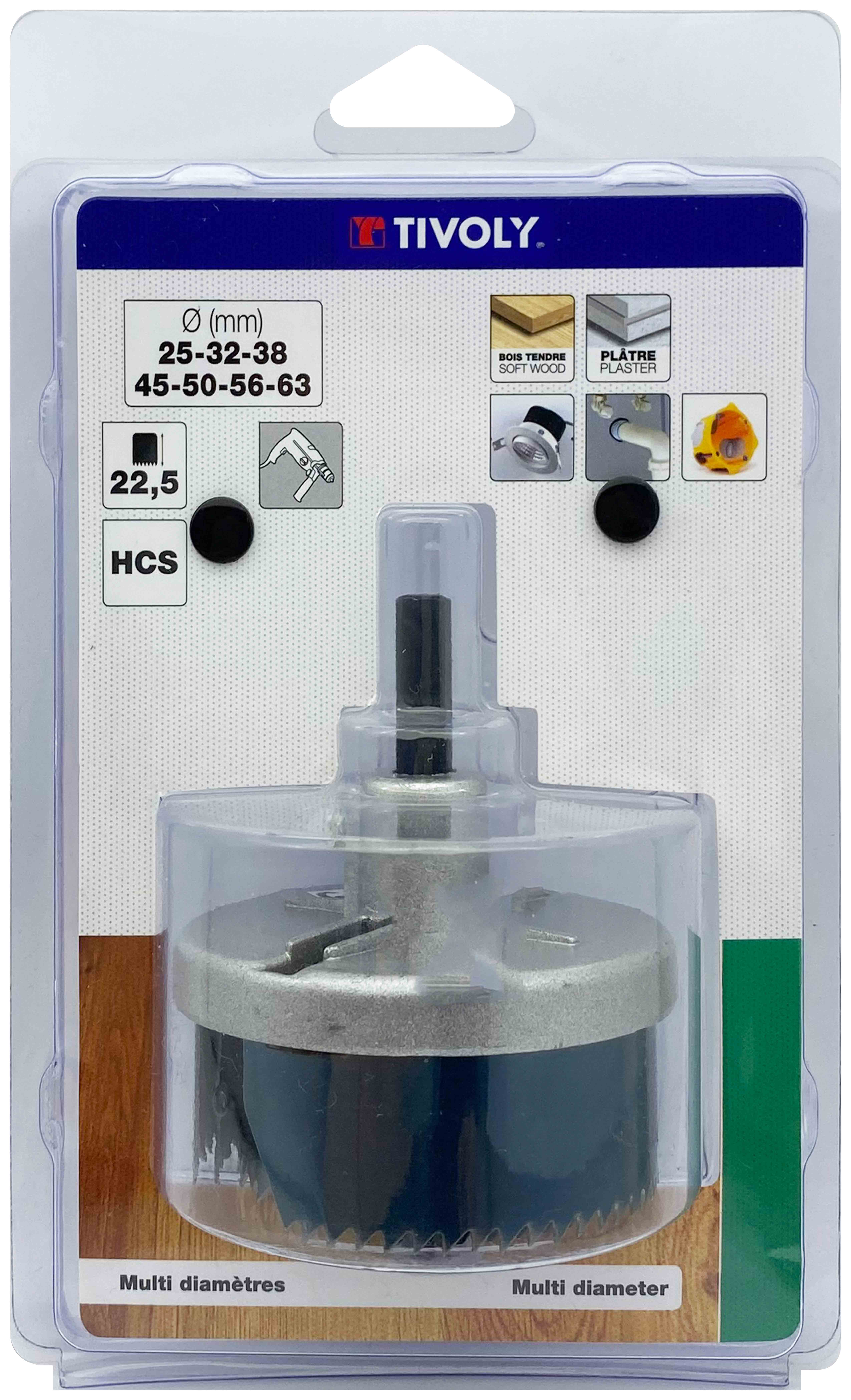 Scie cloche HCS multi-lames (Blister Box) / H: 23 Ø: 25-32-38-45-50-56-62 TIVOLY - XT50522052010