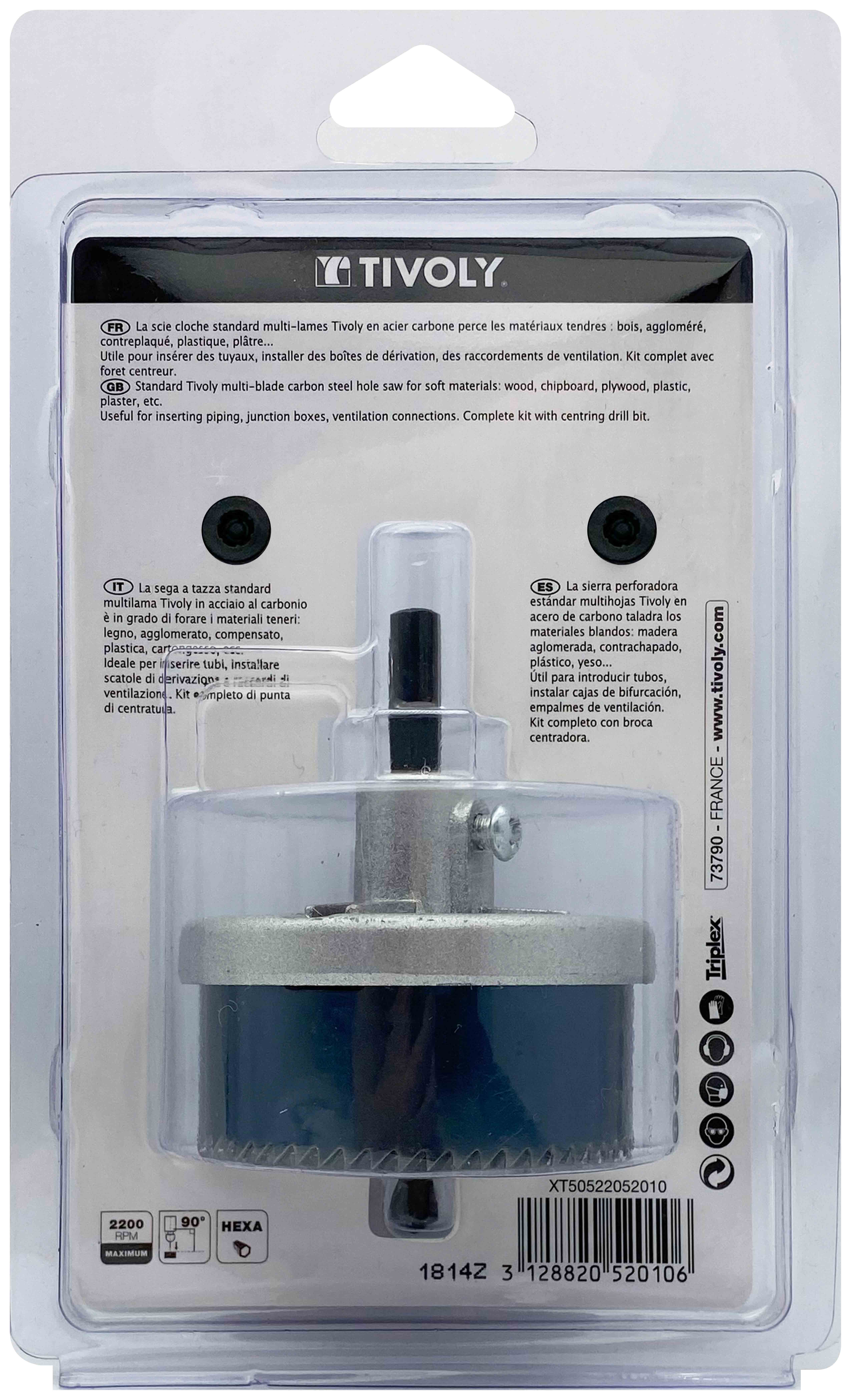 Scie cloche HCS multi-lames (Blister Box) / H: 23 Ø: 25-32-38-45-50-56-62 TIVOLY - XT50522052010