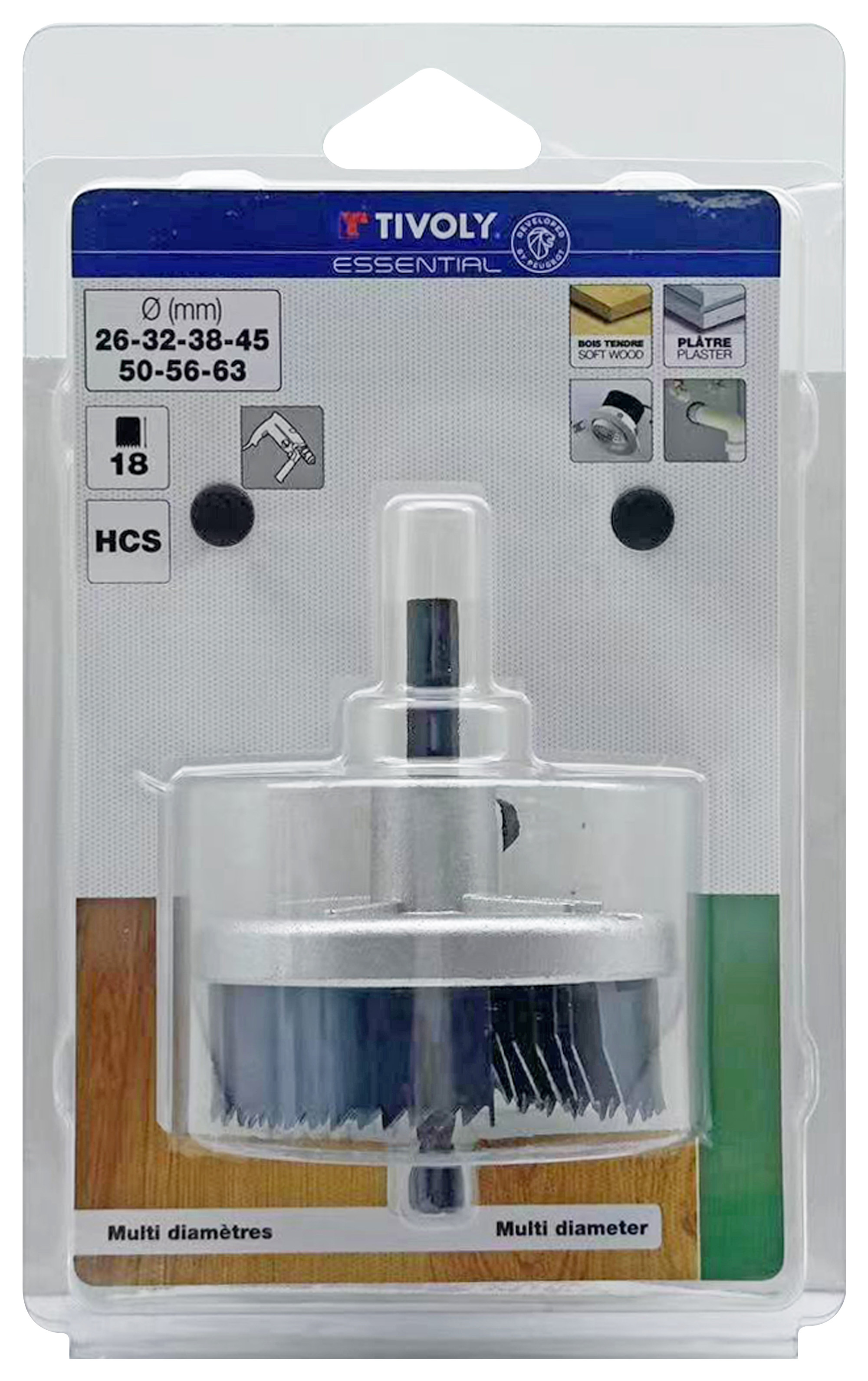 Scie cloche HCS multi-lames (Blister Box) / H: 18 Ø: 25-32-38-45-50-56-62 TIVOLY - XT50522052012