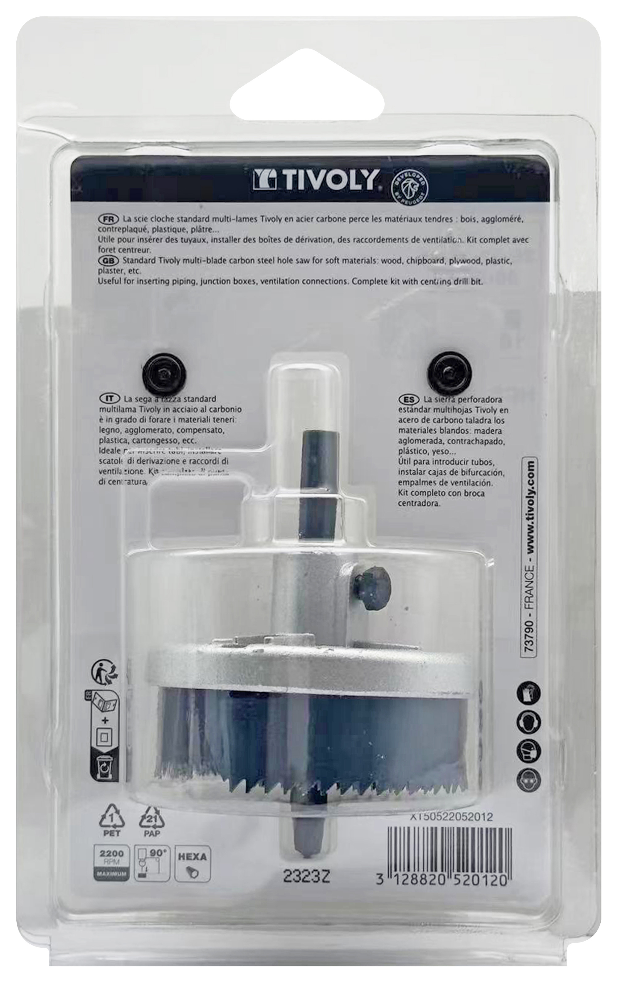 Scie cloche HCS multi-lames (Blister Box) / H: 18 Ø: 25-32-38-45-50-56-62 TIVOLY - XT50522052012