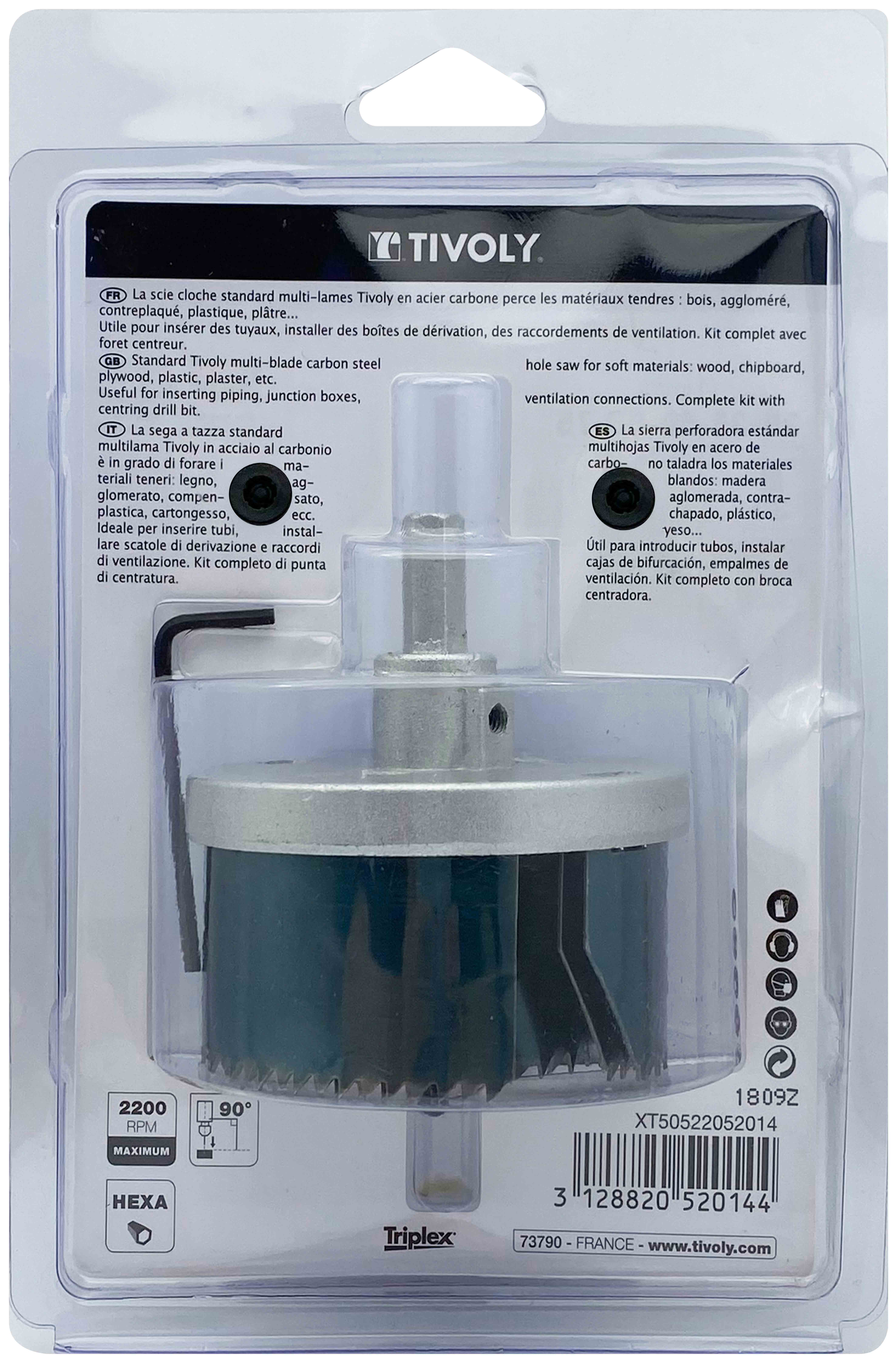 Scie cloche HCS multi-lames (Blister Box) / H: 30 Ø: 28-35-50-68-75 TIVOLY - XT50522052014