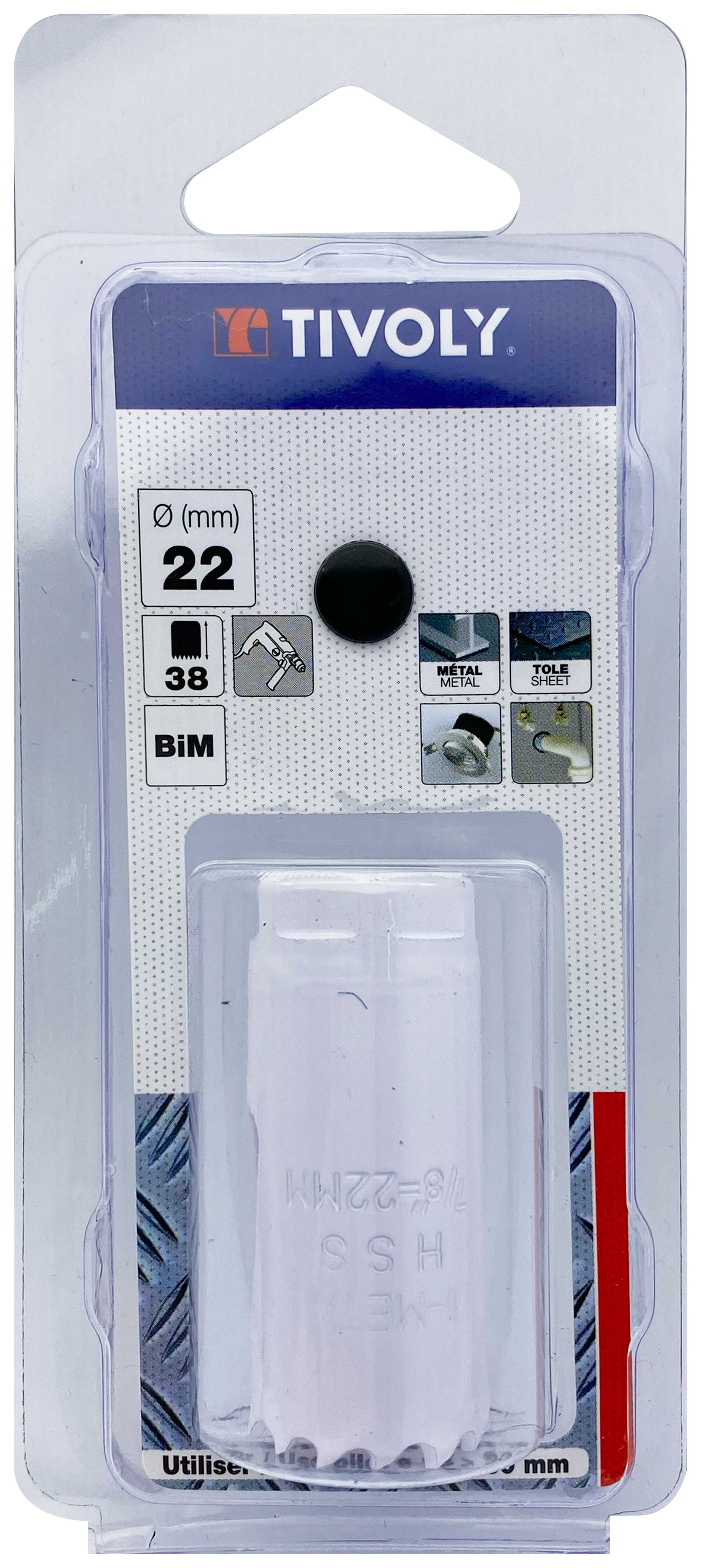 Scie cloche bi-métal HSS (Blister Box) / H: 38 Ø: 22 TIVOLY - XT50522052204