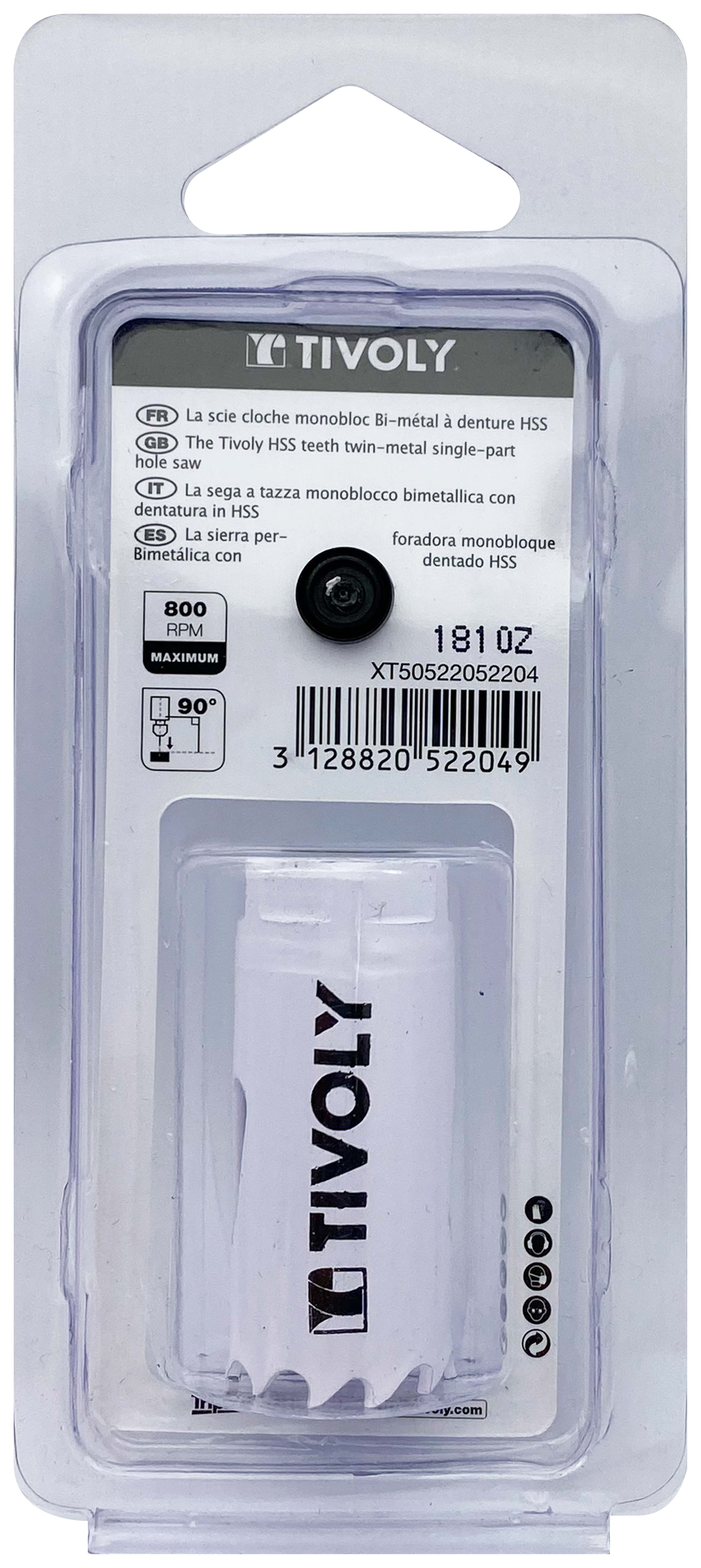 Scie cloche bi-métal HSS (Blister Box) / H: 38 Ø: 22 TIVOLY - XT50522052204