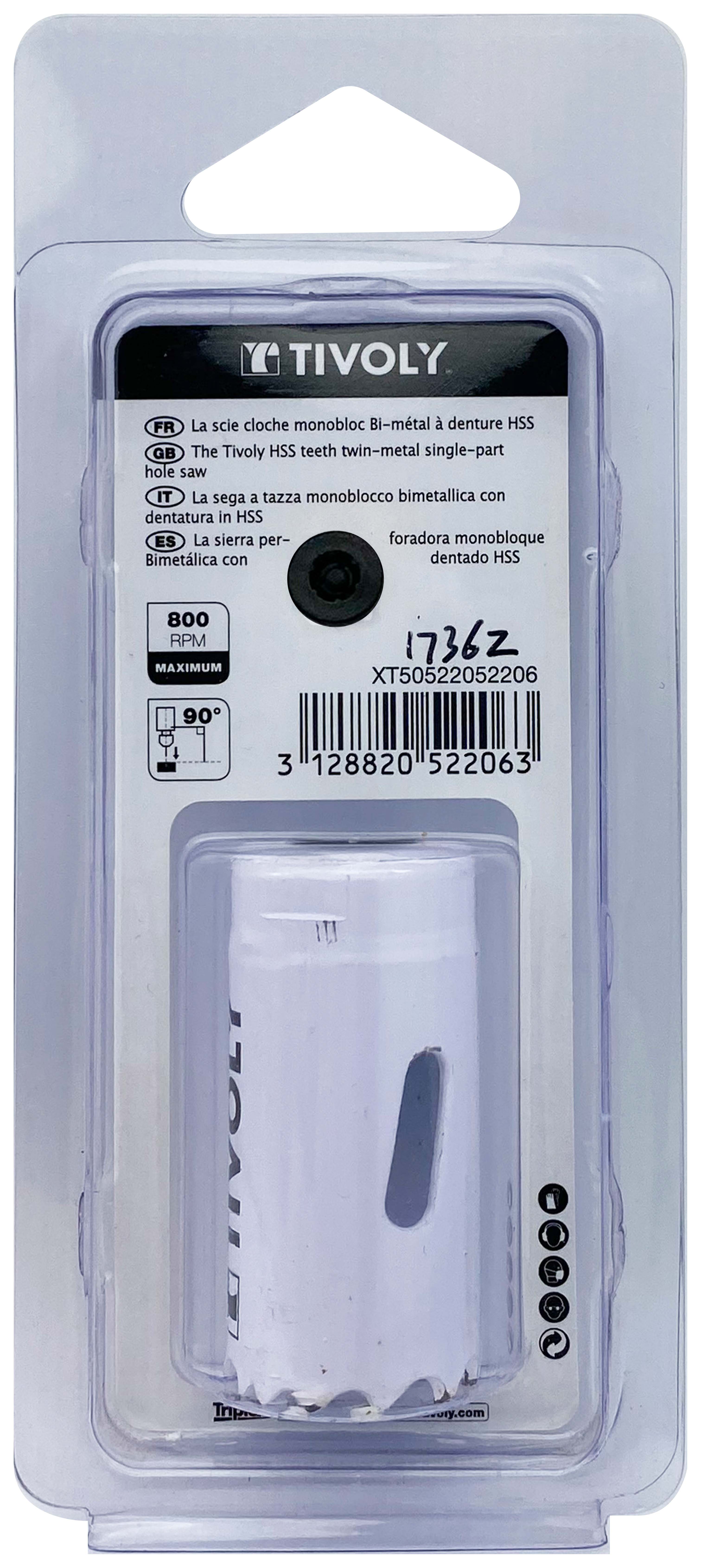 Scie cloche bi-métal HSS (Blister Box) / H: 38 Ø: 25 TIVOLY - XT50522052206