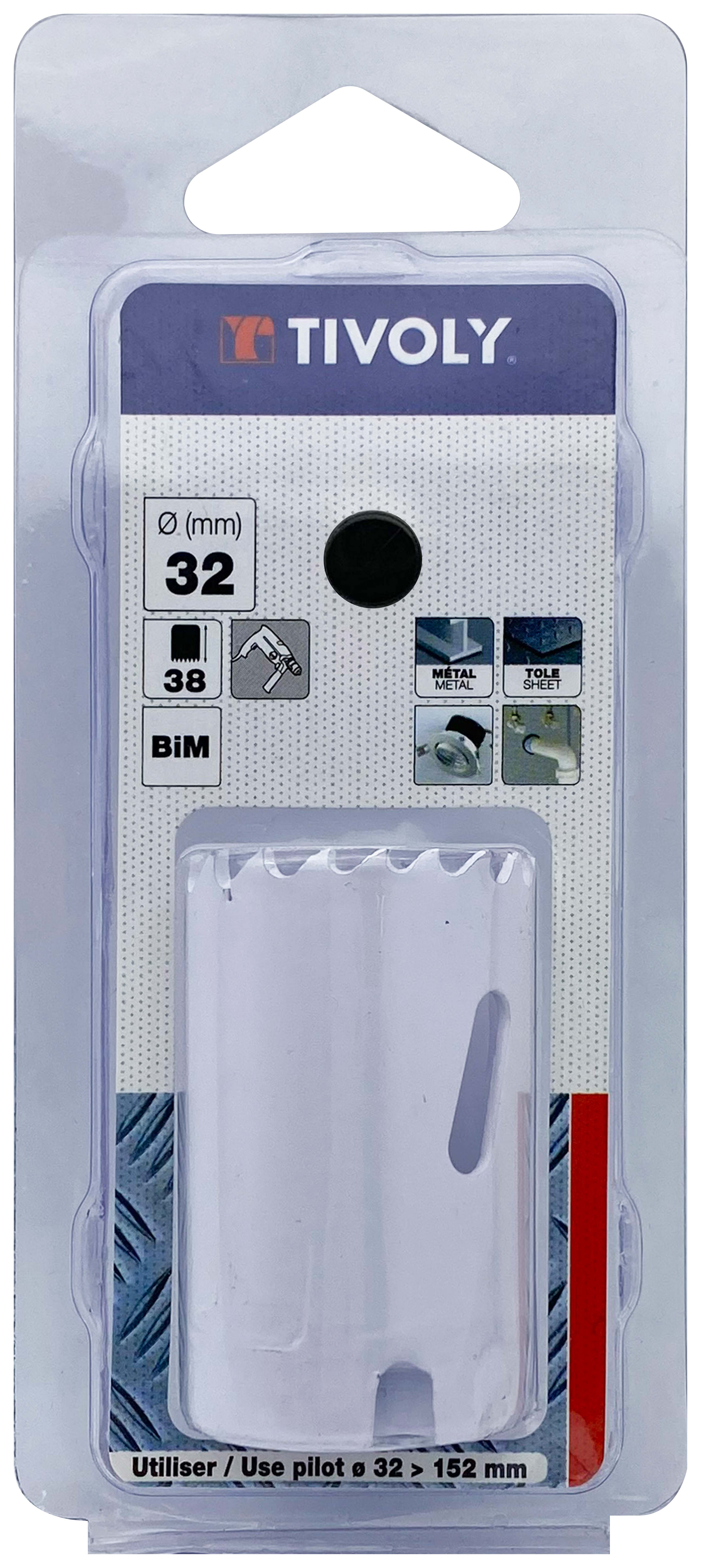 Scie cloche bi-métal HSS (Blister Box) / H: 38 Ø: 32 TIVOLY - XT50522052214