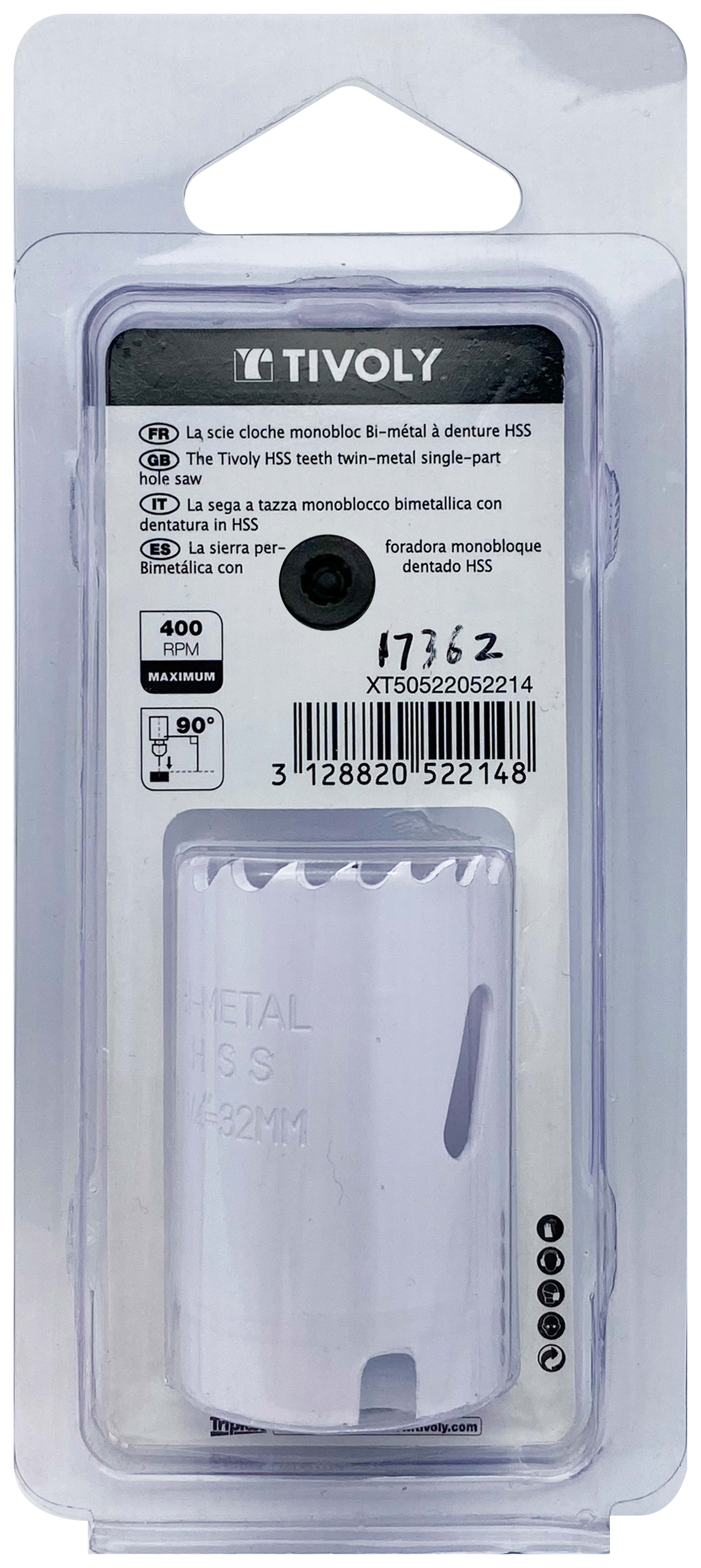 Scie cloche bi-métal HSS (Blister Box) / H: 38 Ø: 32 TIVOLY - XT50522052214