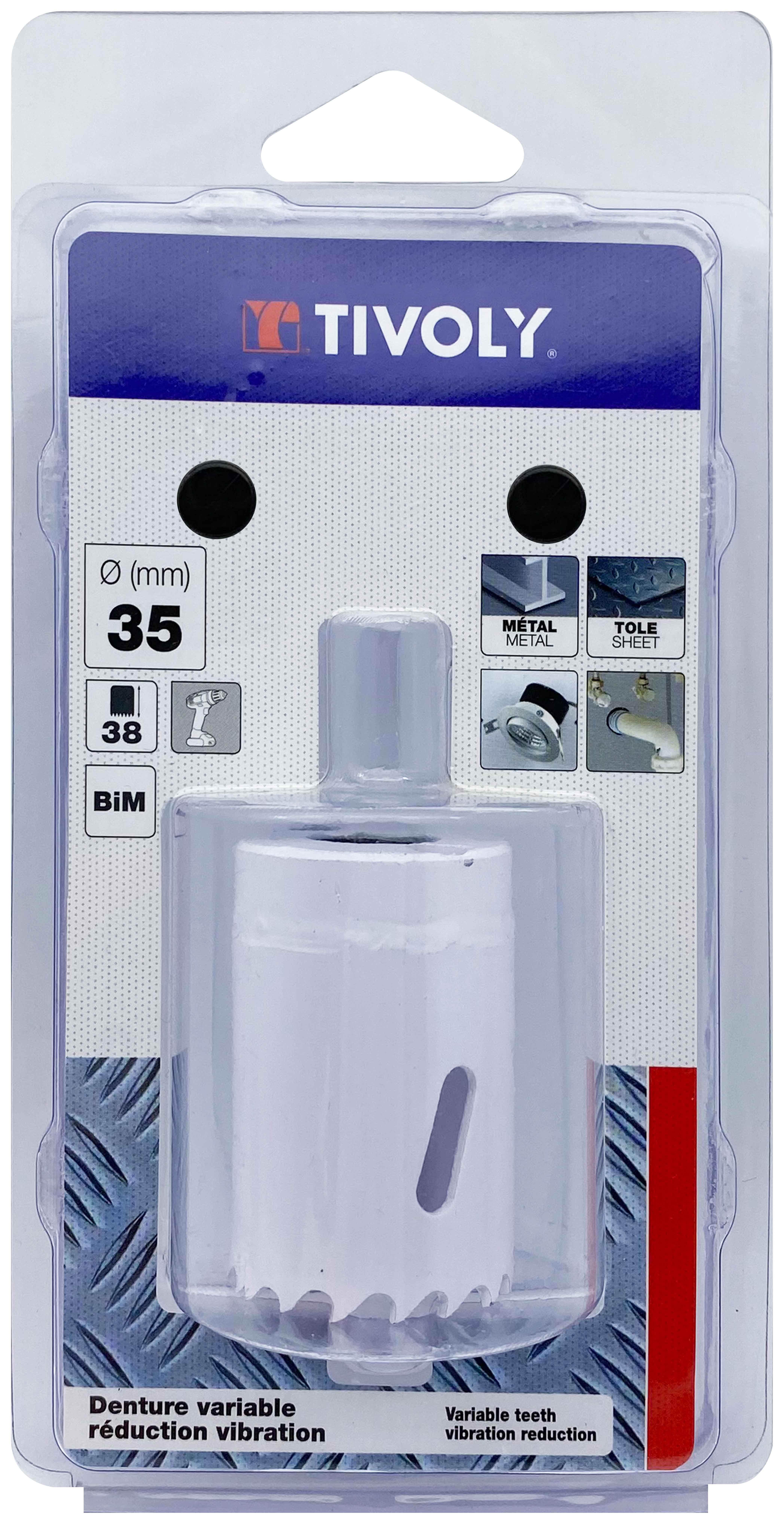 Scie cloche bi-métal HSS (Blister Box) / H: 38 Ø: 35 TIVOLY - XT50522052216