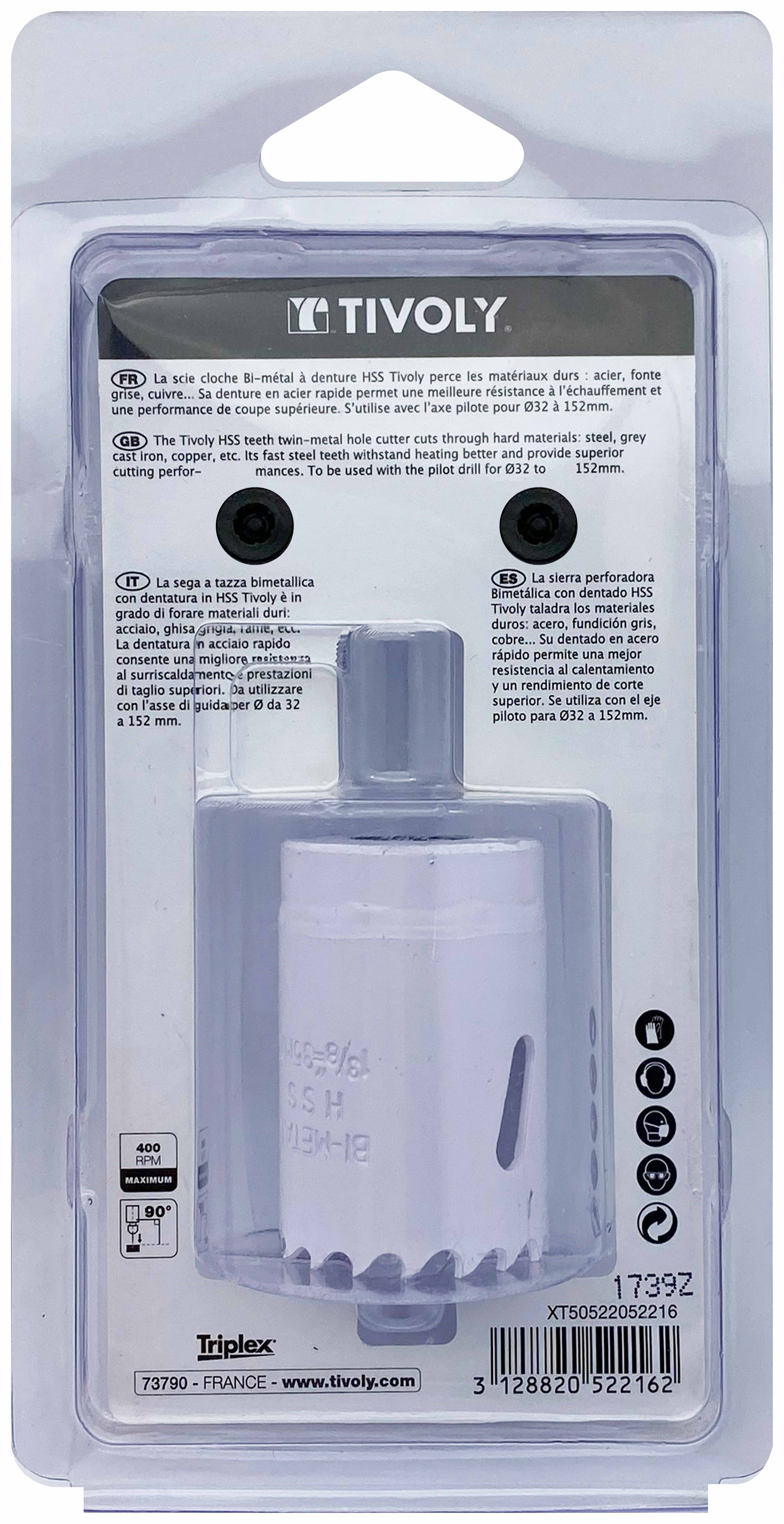 Scie cloche bi-métal HSS (Blister Box) / H: 38 Ø: 35 TIVOLY - XT50522052216