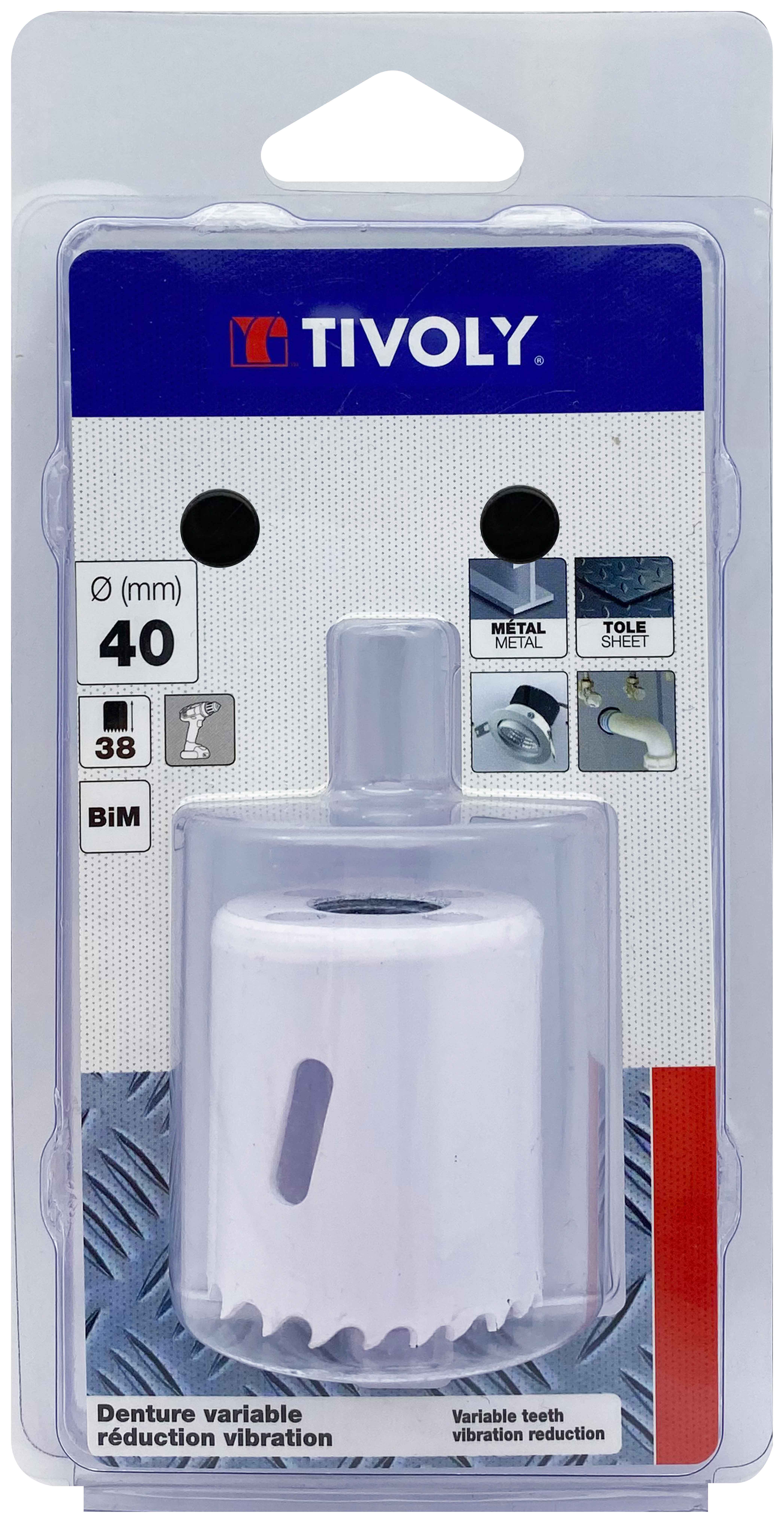 Scie cloche bi-métal HSS (Blister Box) / H: 38 Ø: 40 TIVOLY - XT50522052220