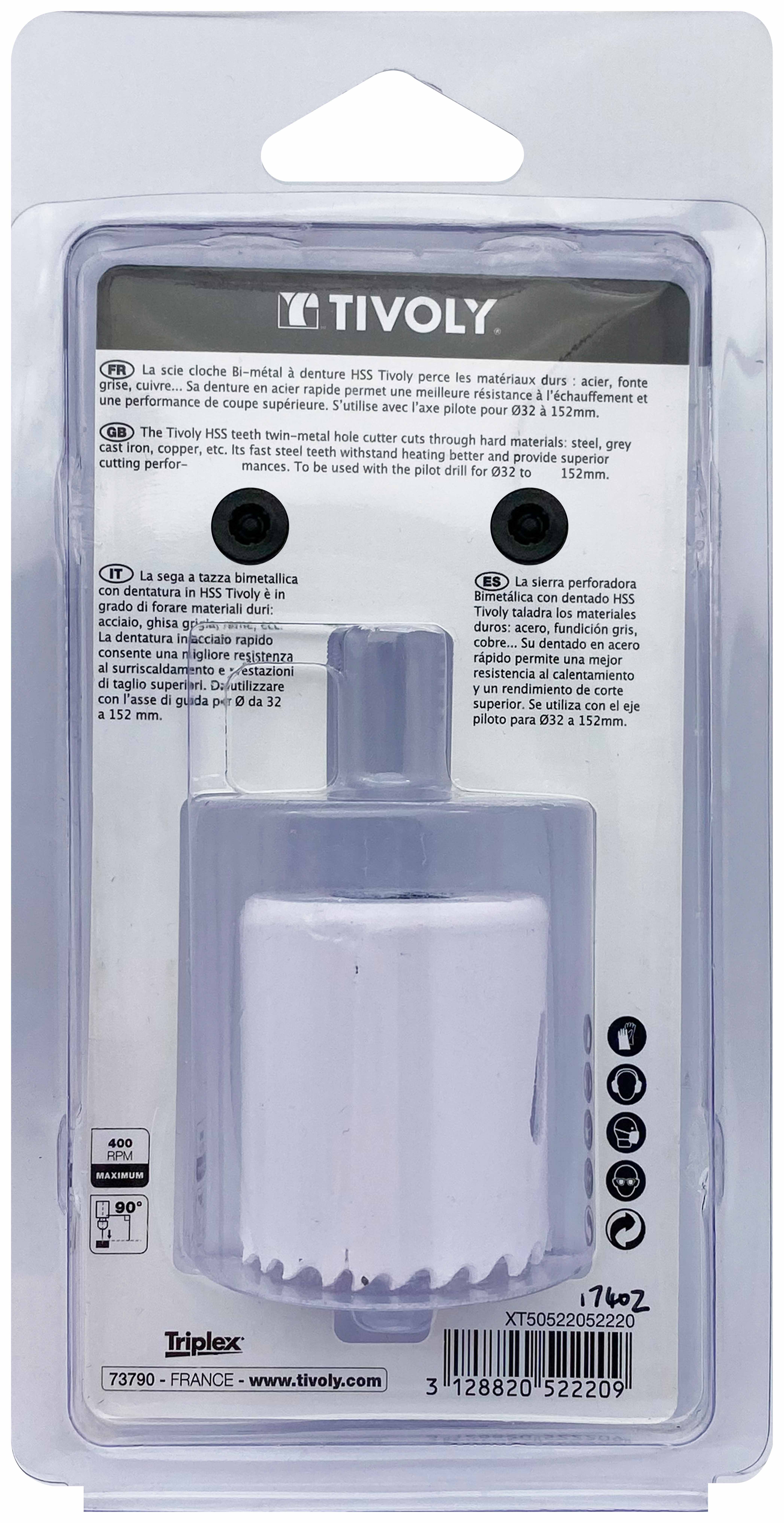 Scie cloche bi-métal HSS (Blister Box) / H: 38 Ø: 40 TIVOLY - XT50522052220