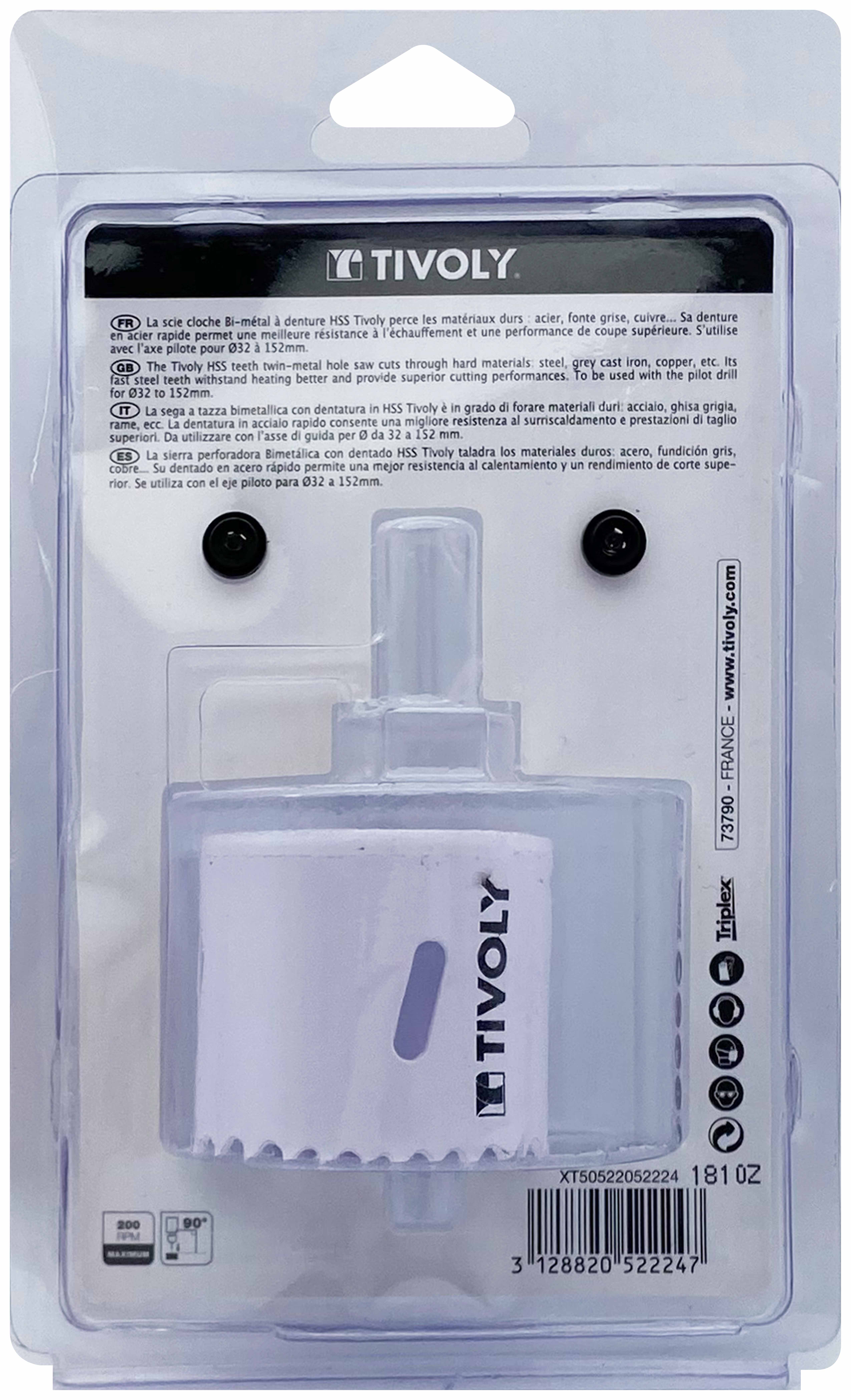 Scie cloche bi-métal HSS (Blister Box) / H: 38 Ø: 51 TIVOLY - XT50522052224