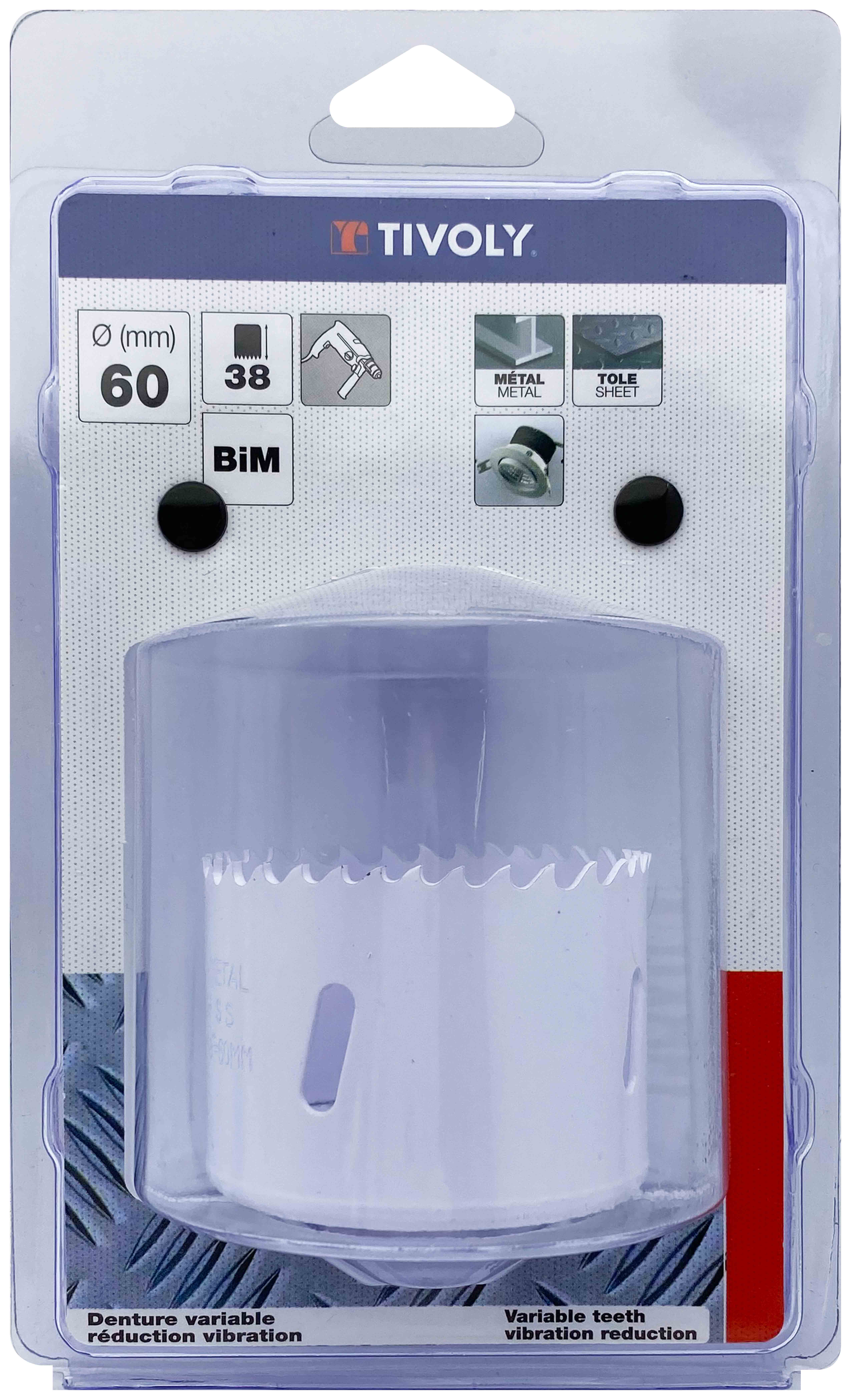 Scie cloche bi-métal HSS (Blister Box) / H: 38 Ø: 60 TIVOLY - XT50522052228