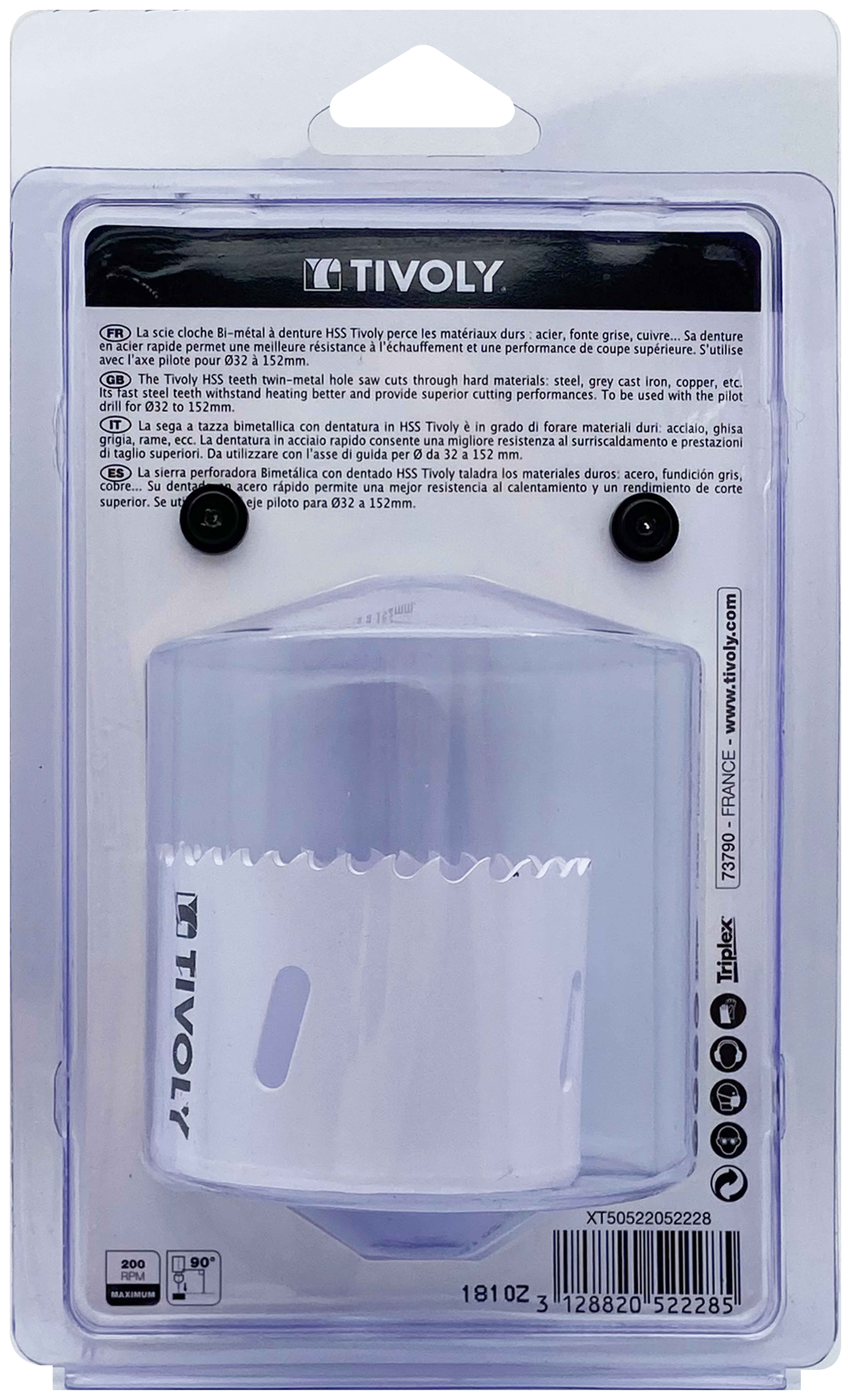 Scie cloche bi-métal HSS (Blister Box) / H: 38 Ø: 60 TIVOLY - XT50522052228