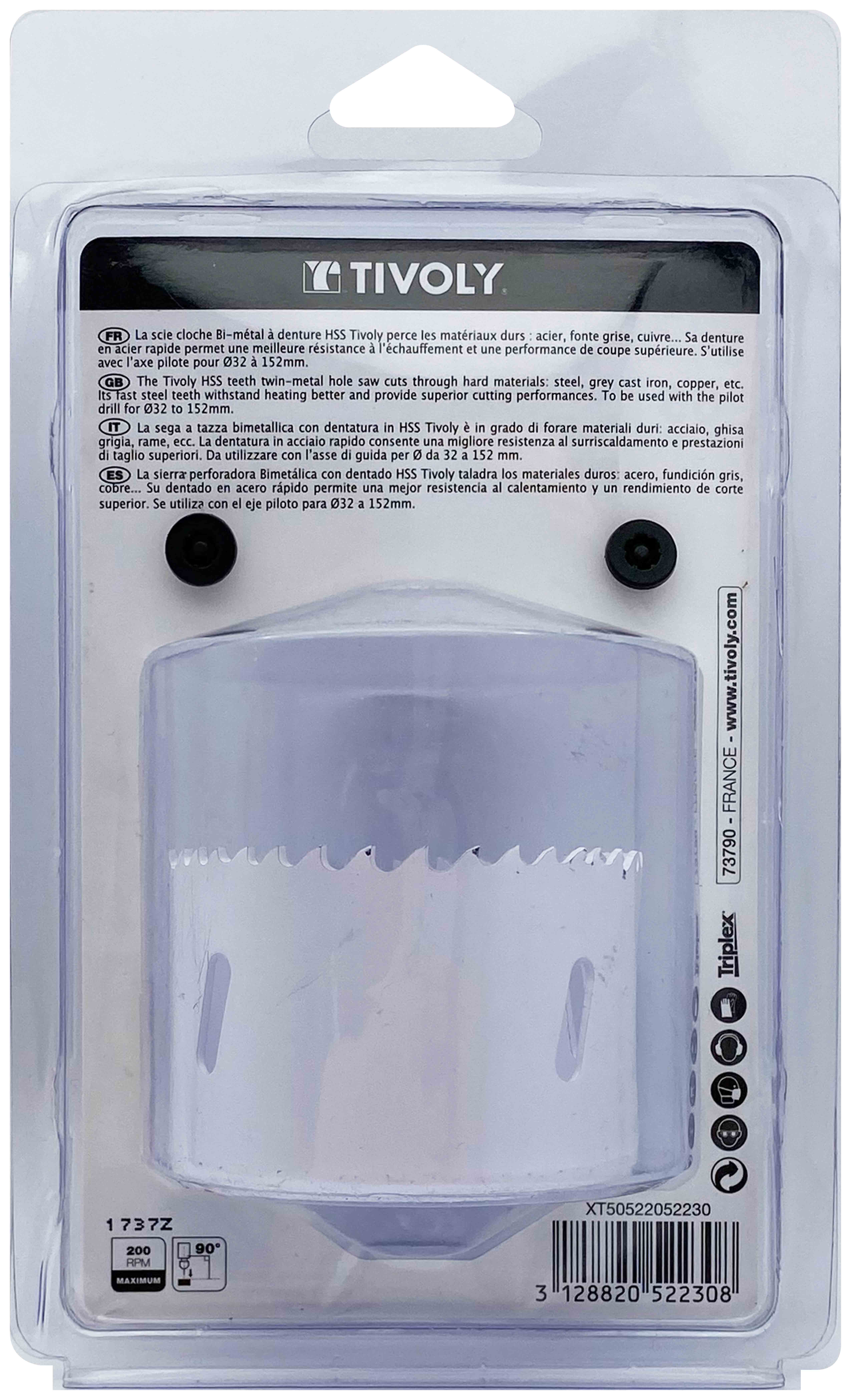 Scie cloche bi-métal HSS (Blister Box) / H: 38 Ø: 65 TIVOLY - XT50522052230