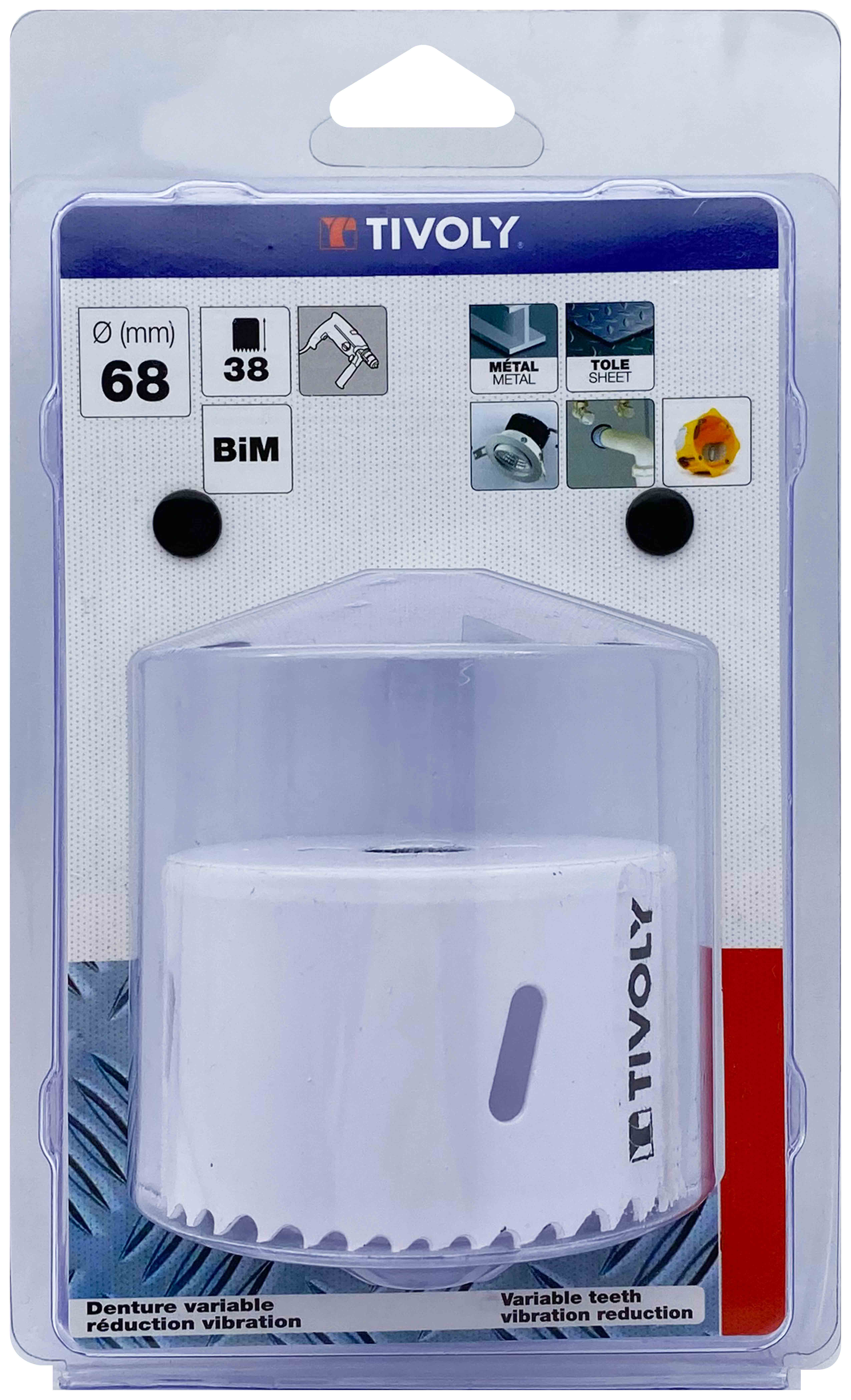 Scie cloche bi-métal HSS (Blister Box) / H: 38 Ø: 68 TIVOLY - XT50522052232