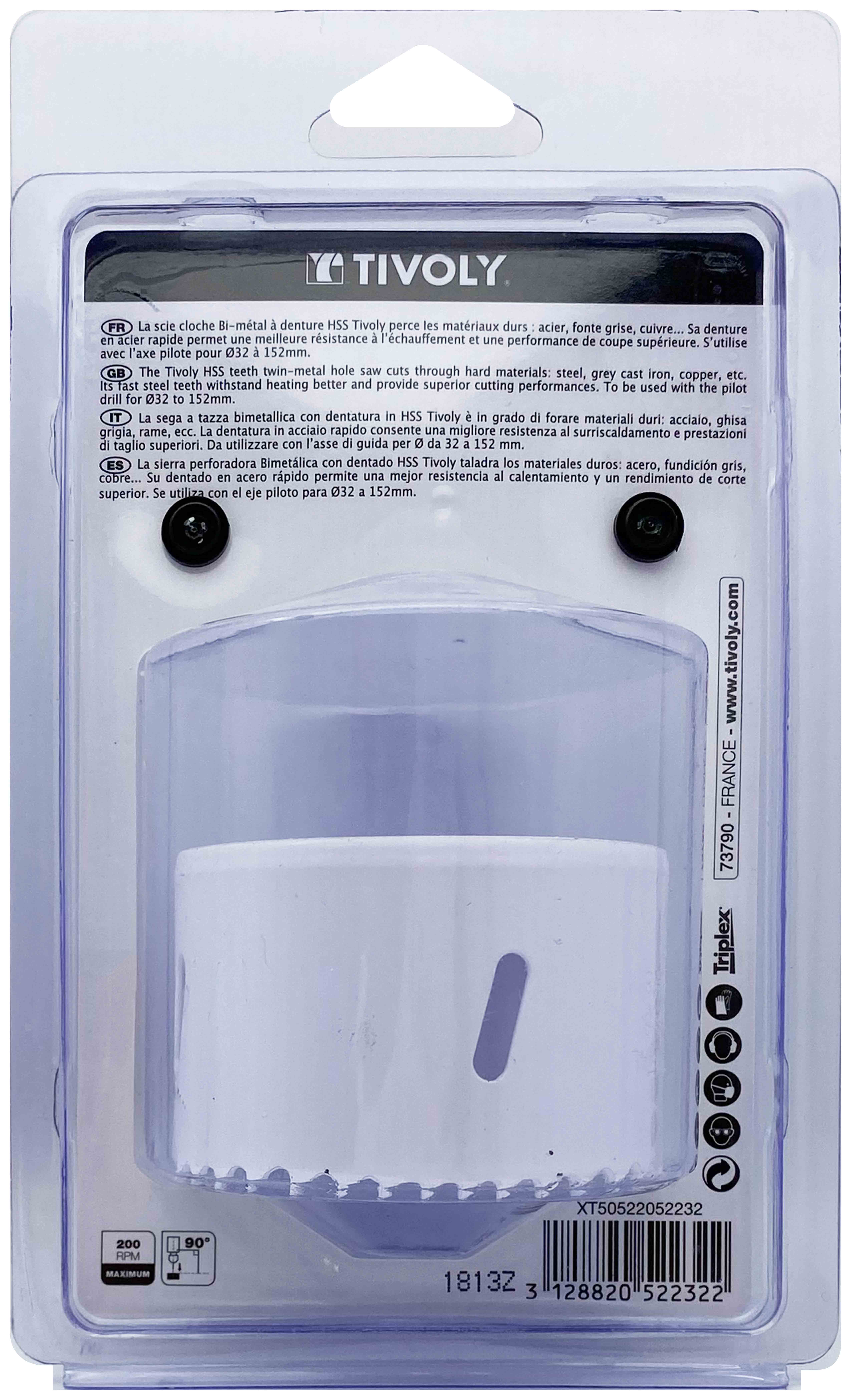 Scie cloche bi-métal HSS (Blister Box) / H: 38 Ø: 68 TIVOLY - XT50522052232