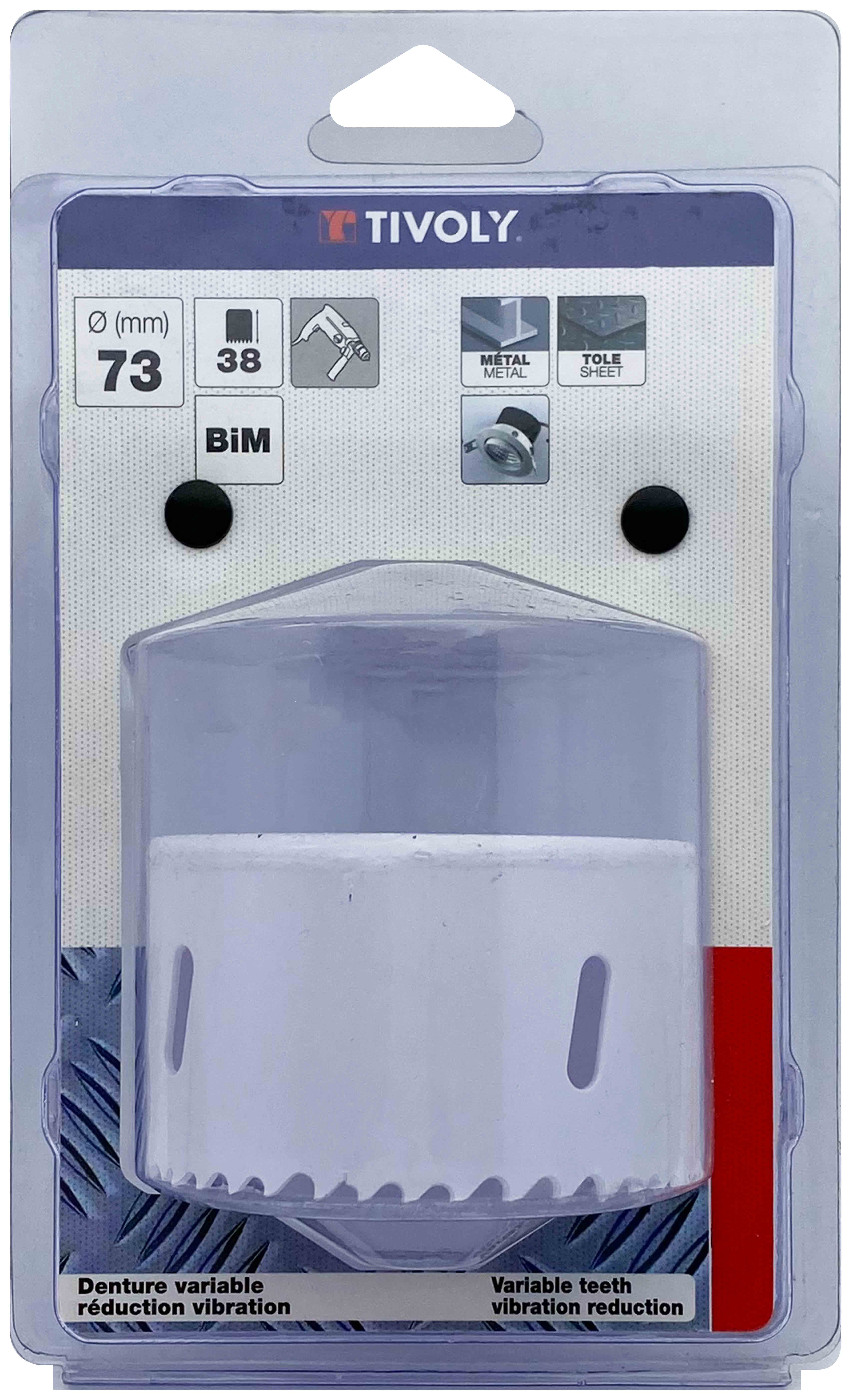 Scie cloche bi-métal HSS (Blister Box) / H: 38 Ø: 73 TIVOLY - XT50522052234