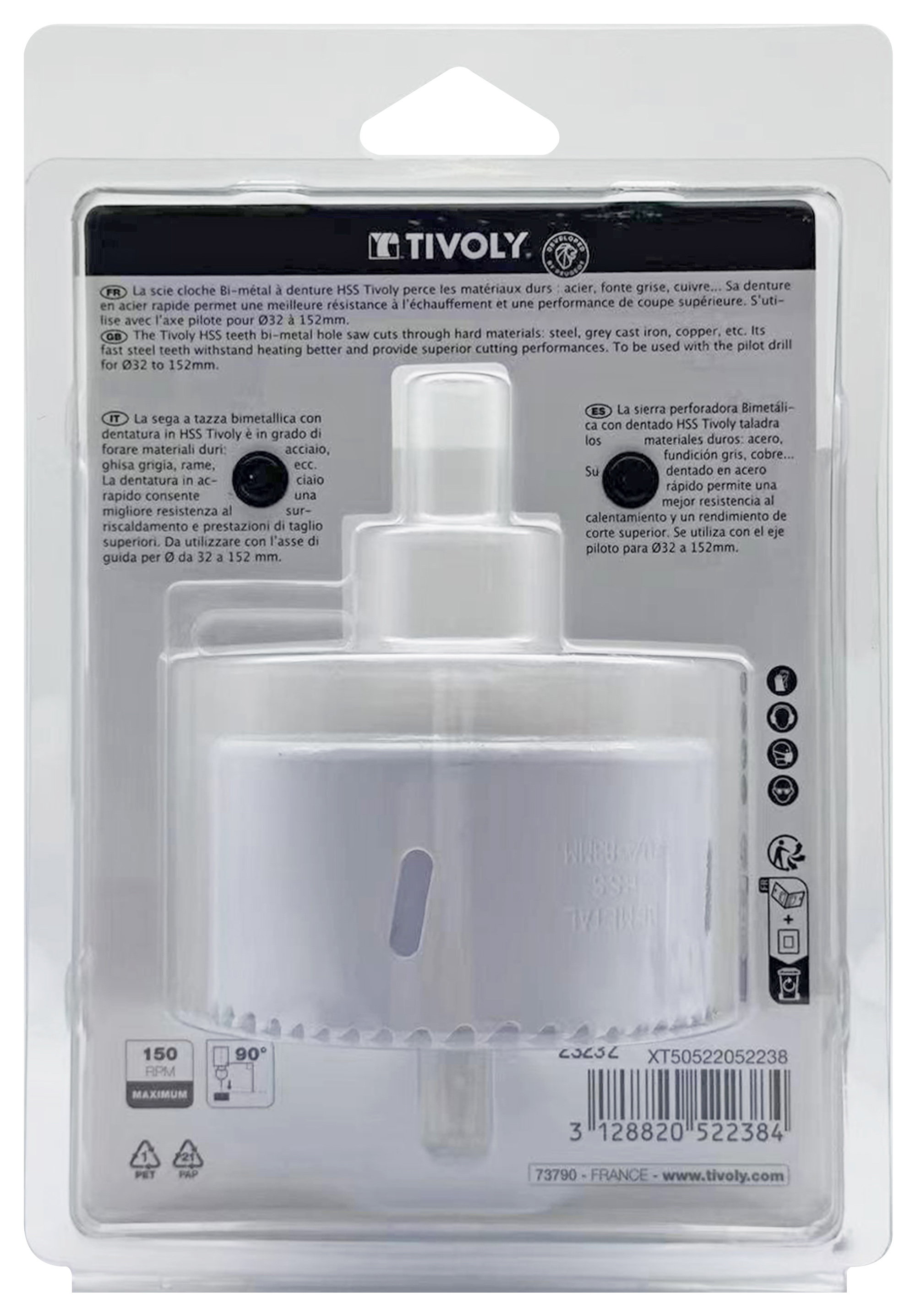 Scie cloche bi-métal HSS (Blister Box) / H: 38 Ø: 83 TIVOLY - XT50522052238