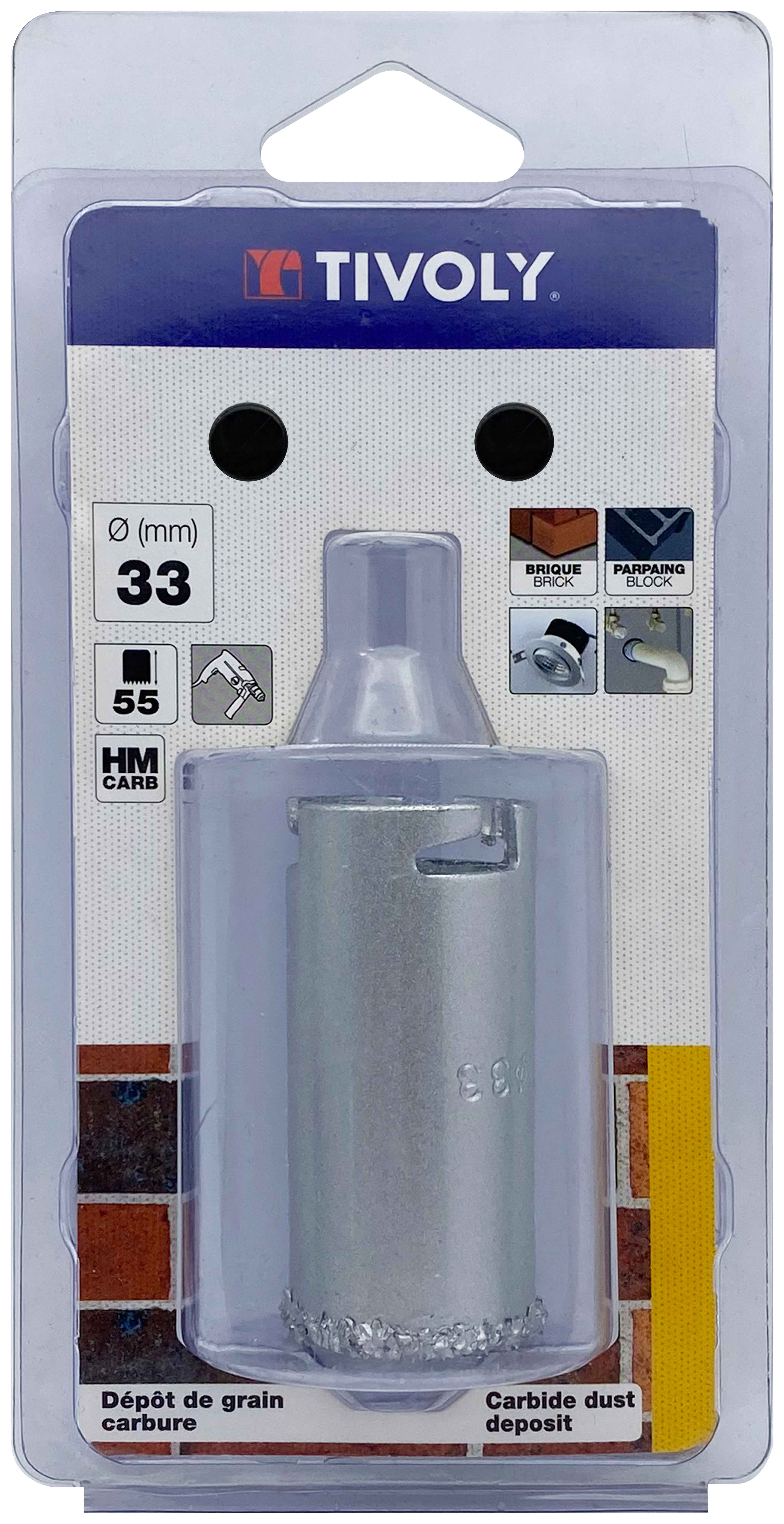 Scie cloche à concrétion carbure HM (Blister Box) / H: 55 Ø: 33 TIVOLY - XT50522052400