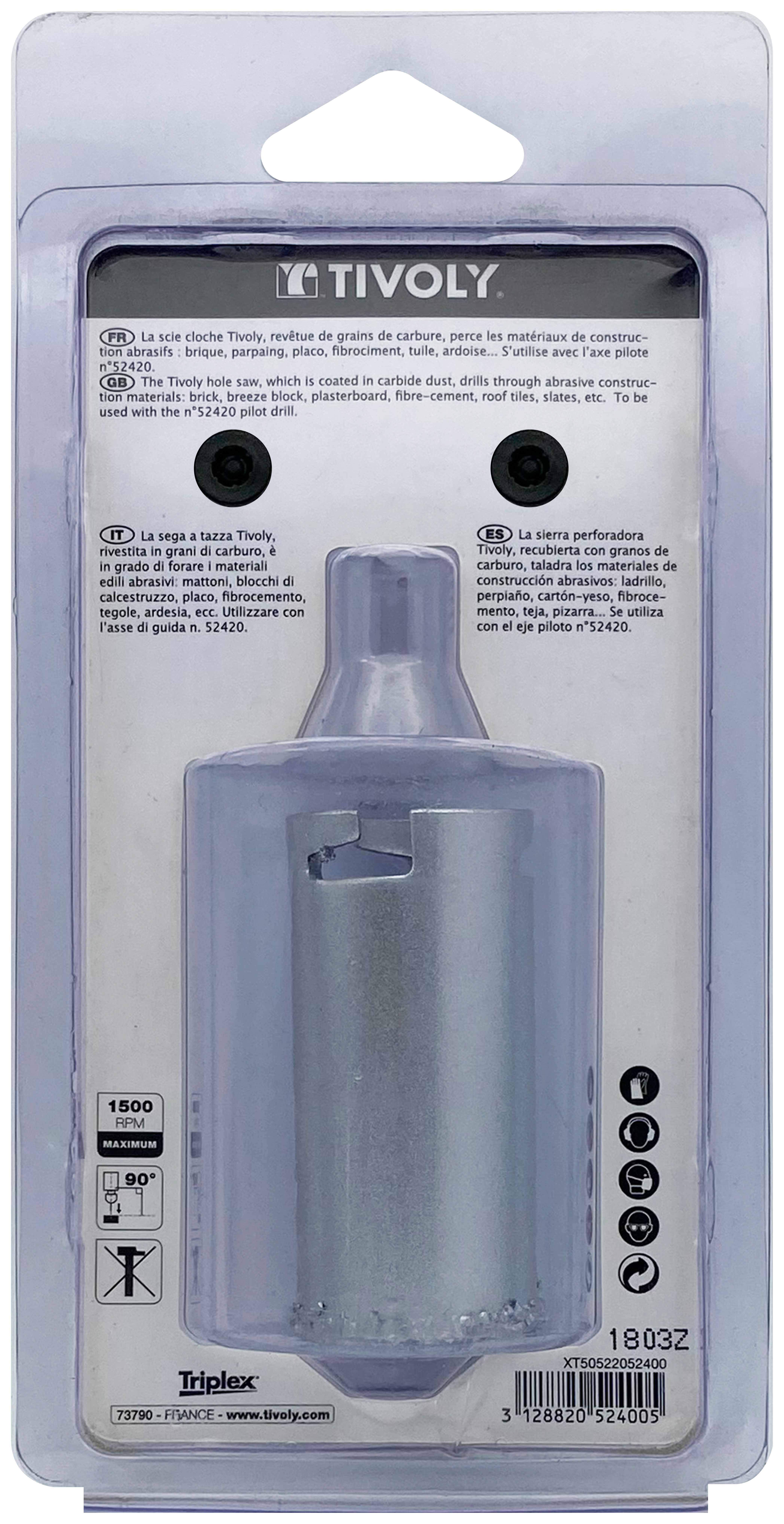 Scie cloche à concrétion carbure HM (Blister Box) / H: 55 Ø: 33 TIVOLY - XT50522052400