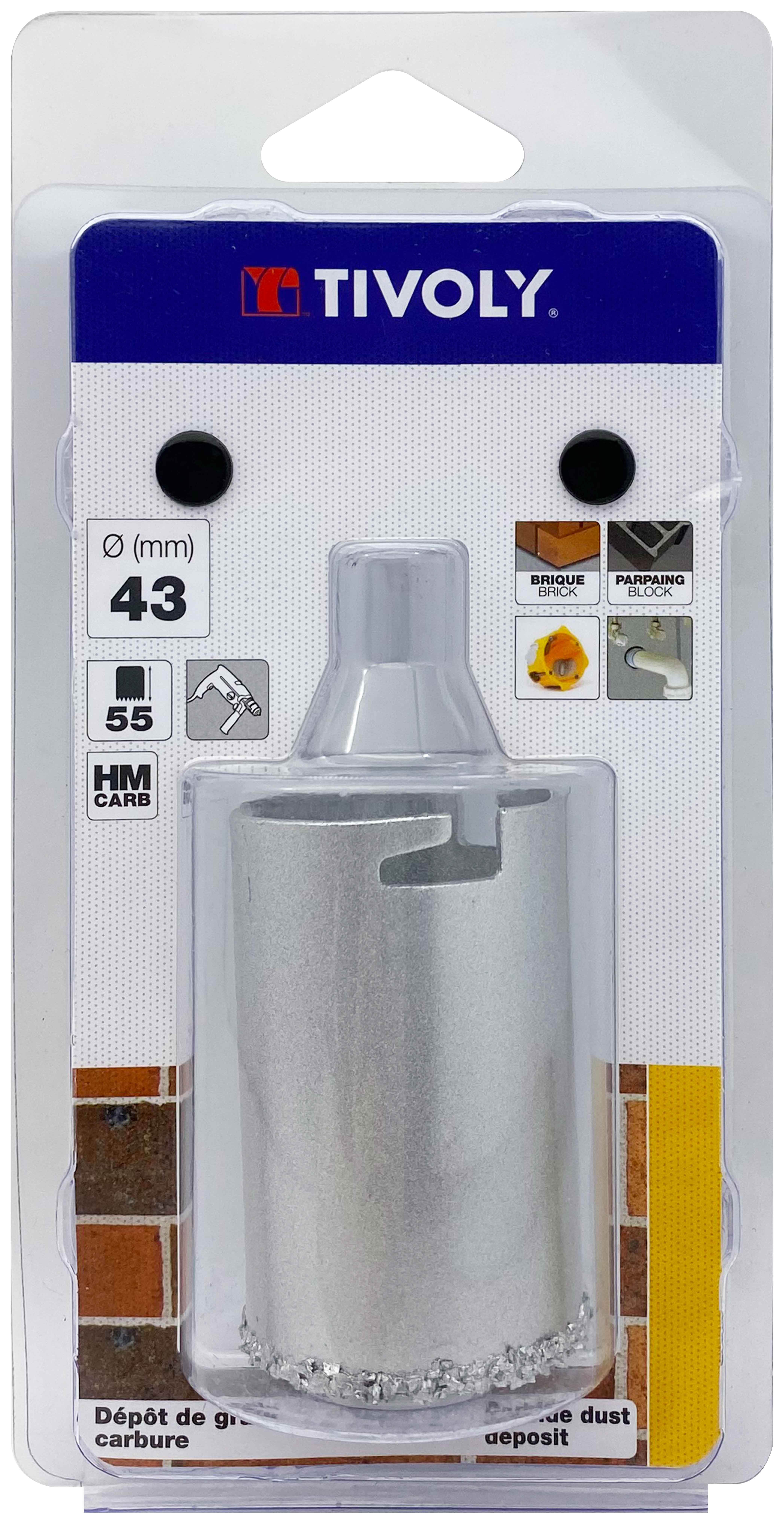 Scie cloche à concrétion carbure HM (Blister Box) / H: 55 Ø: 43 TIVOLY - XT50522052402