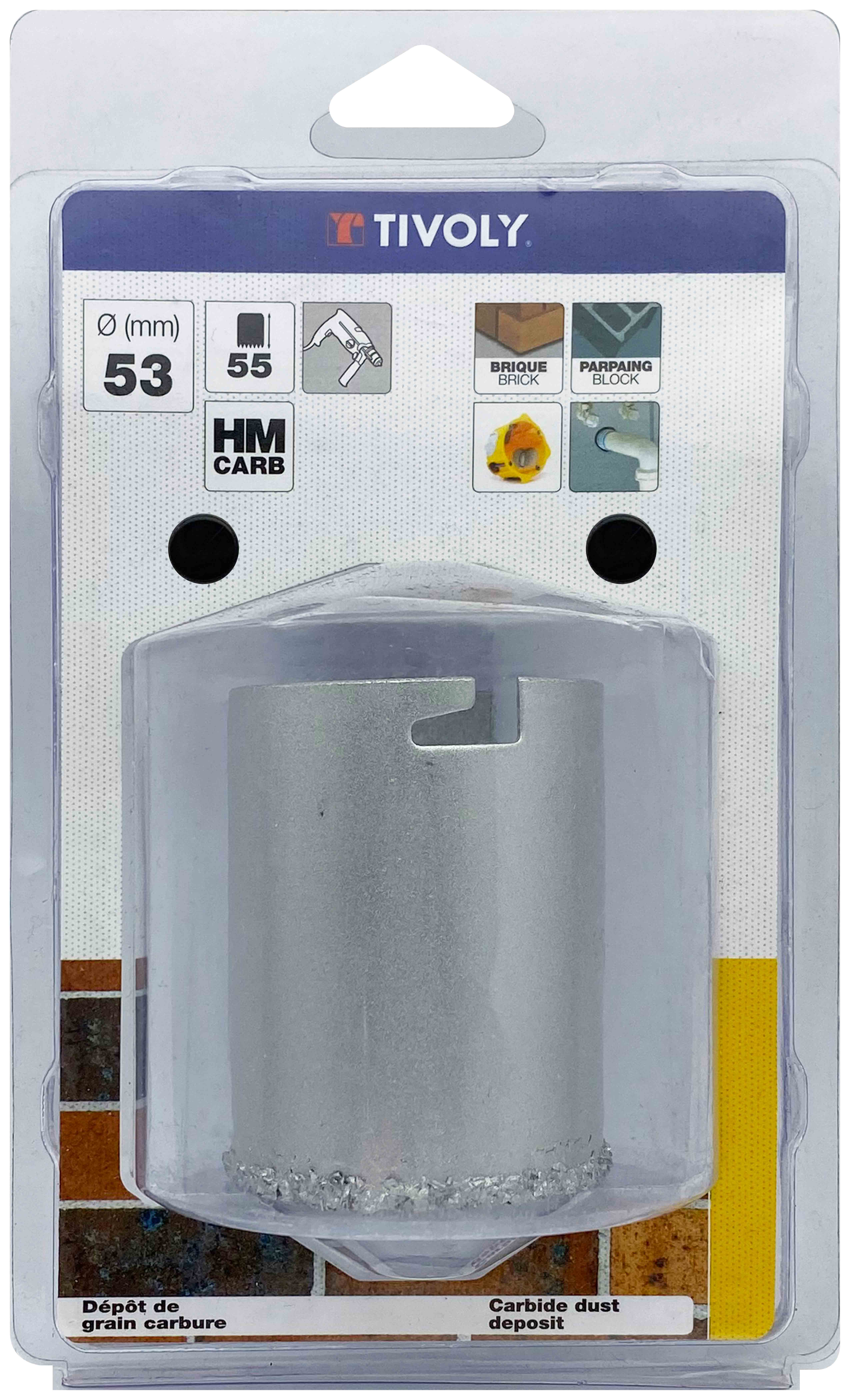 Scie cloche à concrétion carbure HM (Blister Box) / H: 55 Ø: 53 TIVOLY - XT50522052404