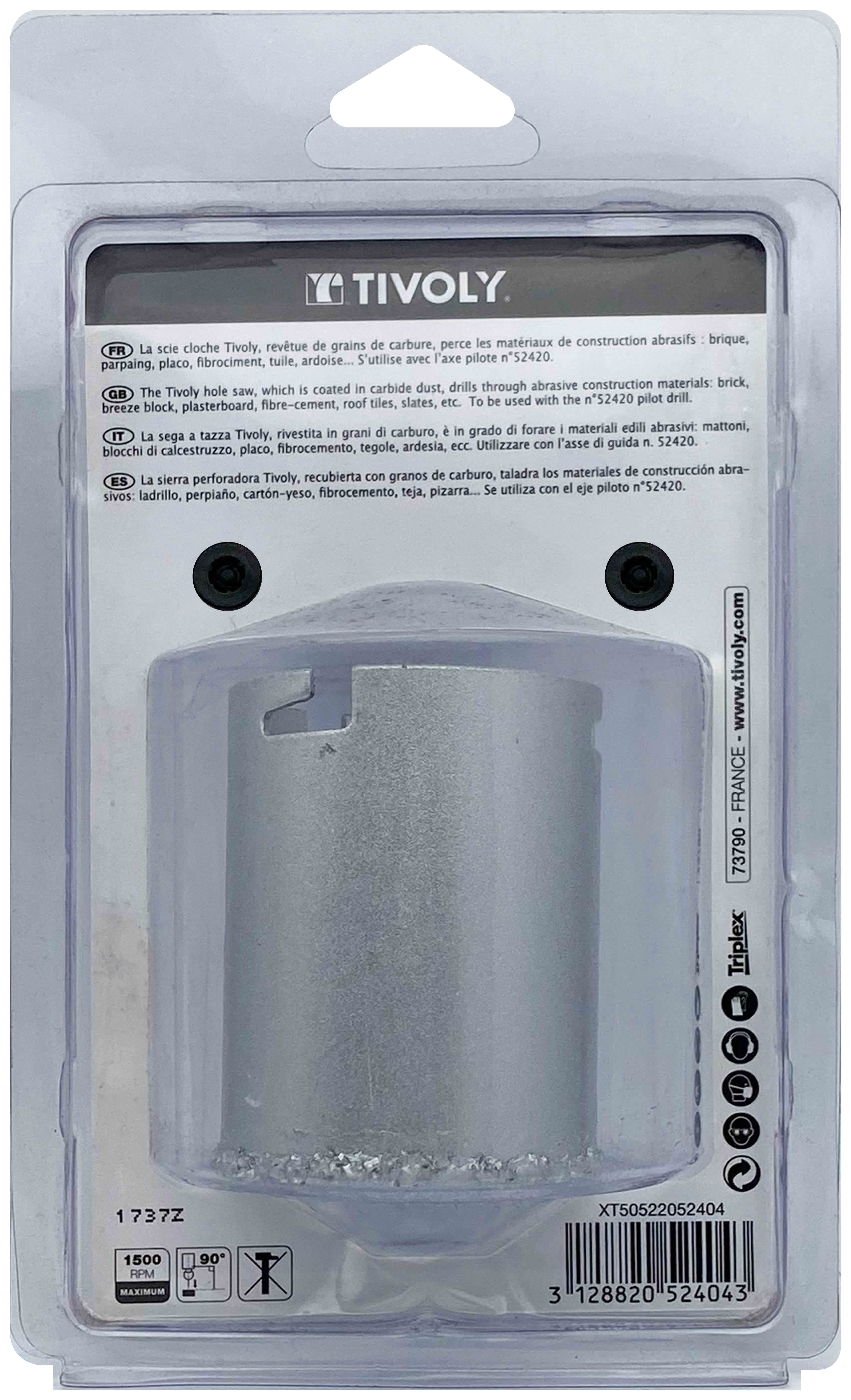 Scie cloche à concrétion carbure HM (Blister Box) / H: 55 Ø: 53 TIVOLY - XT50522052404