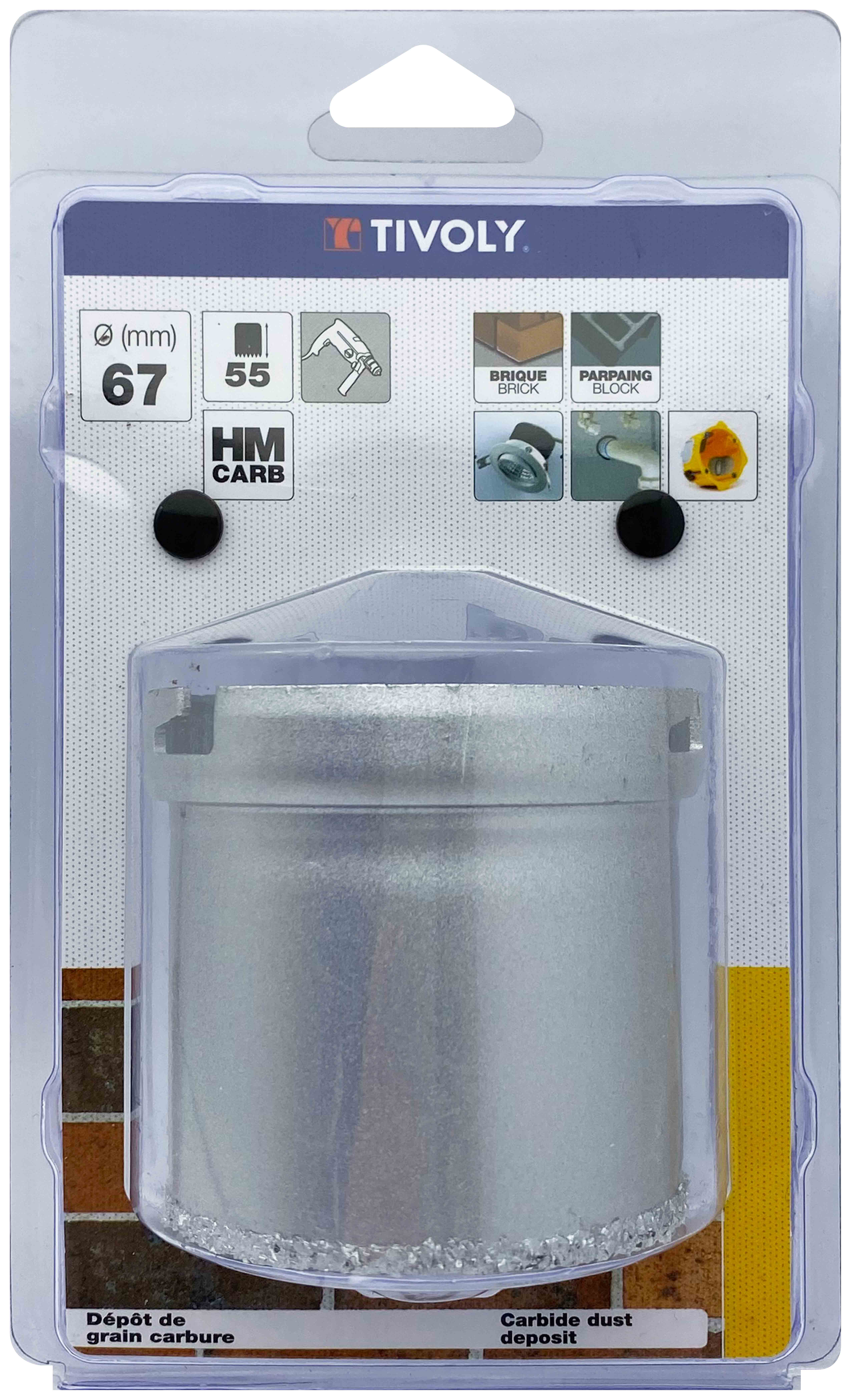 Scie cloche à concrétion carbure HM (Blister Box) / H: 55 Ø: 67 TIVOLY - XT50522052408