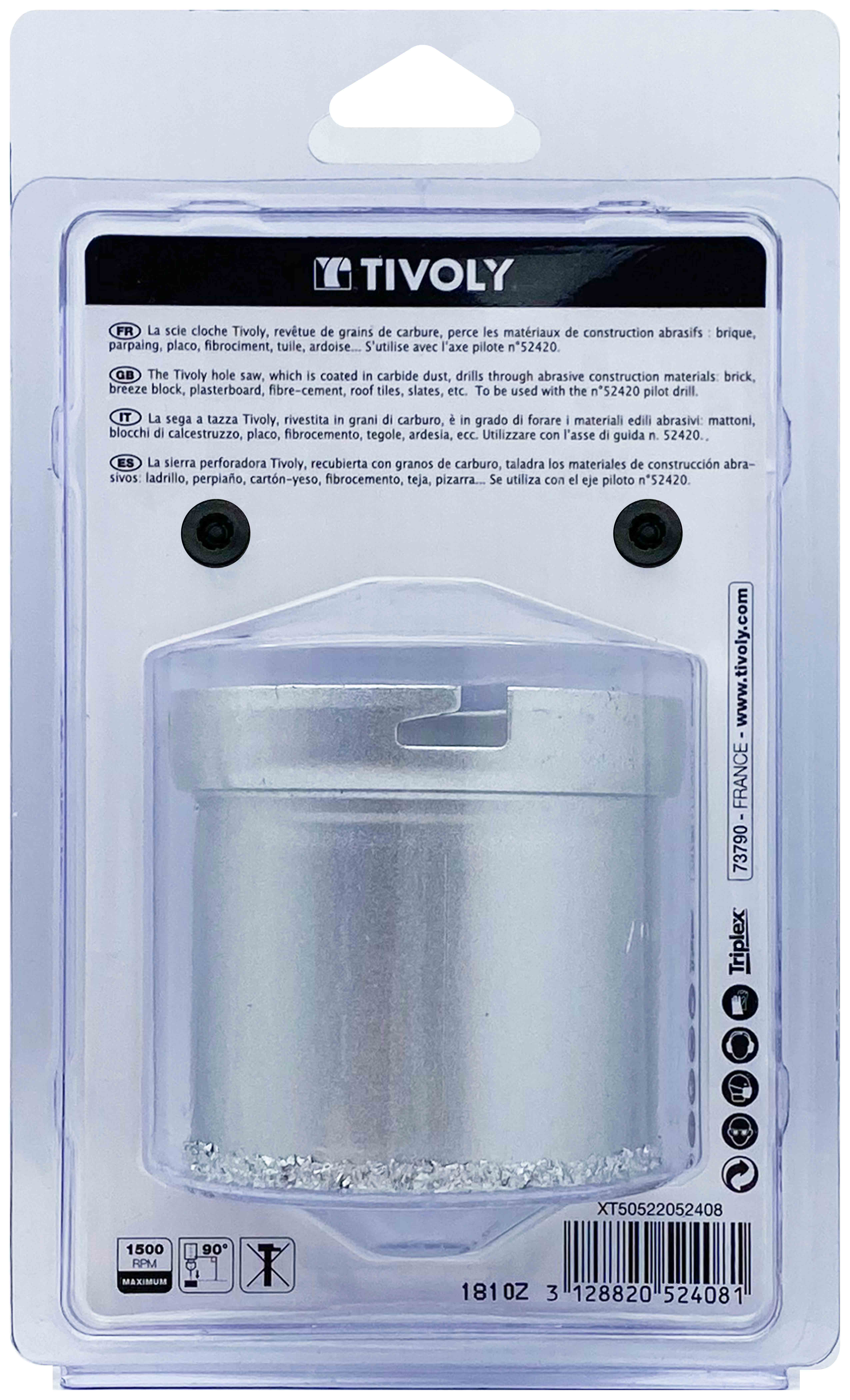 Scie cloche à concrétion carbure HM (Blister Box) / H: 55 Ø: 67 TIVOLY - XT50522052408