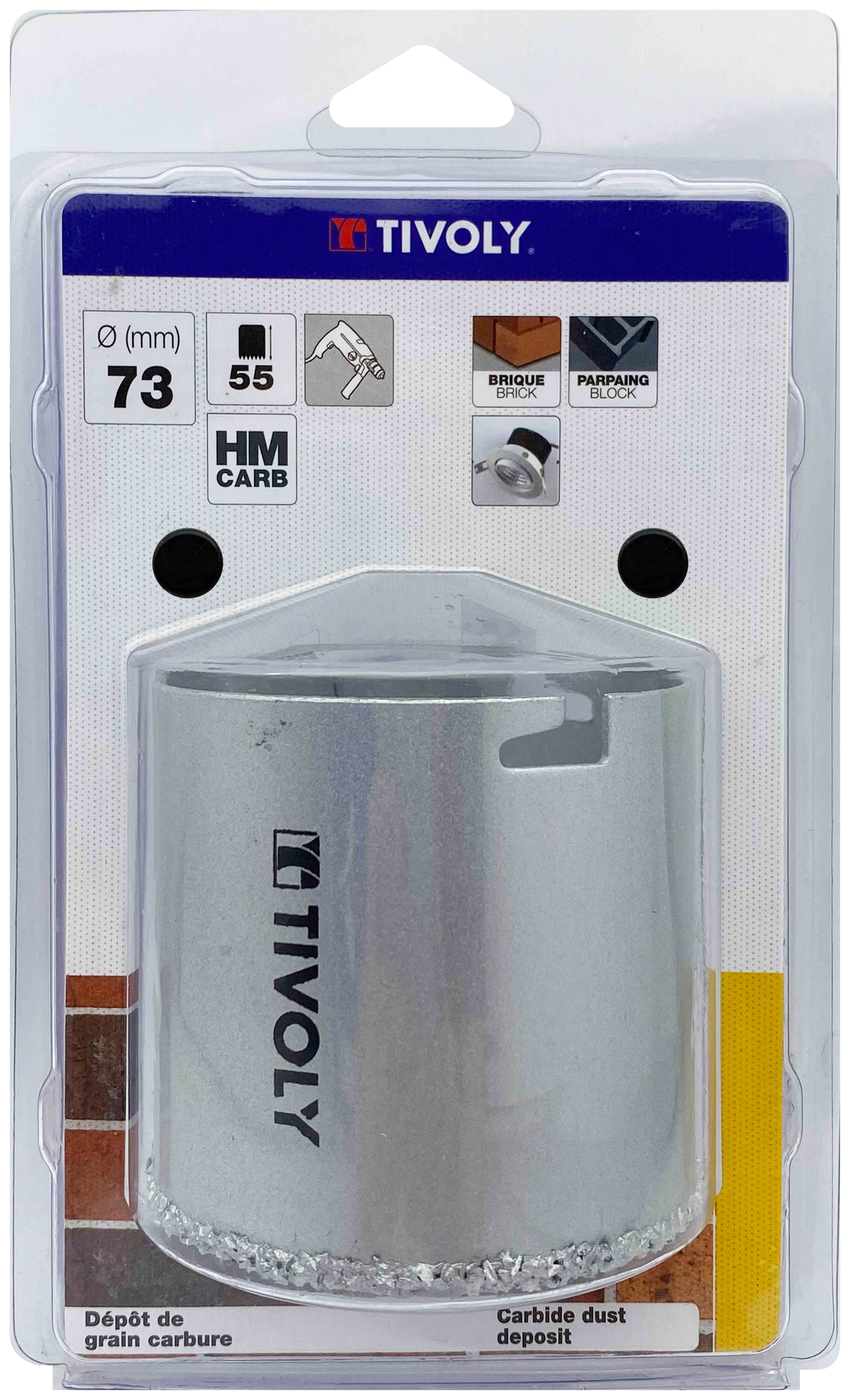 Scie cloche à concrétion carbure HM (Blister Box) / H: 55 Ø: 73 TIVOLY - XT50522052412