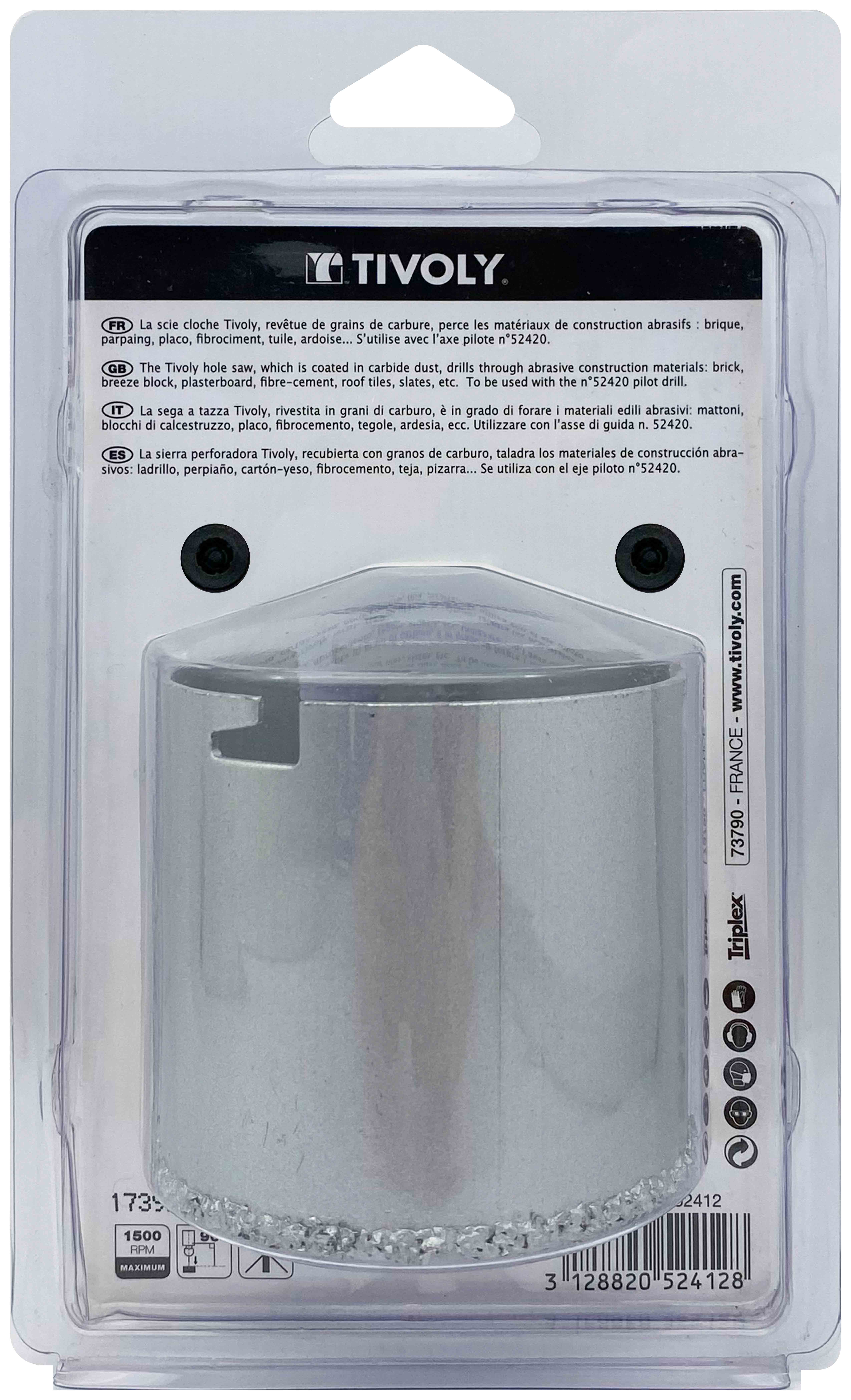 Scie cloche à concrétion carbure HM (Blister Box) / H: 55 Ø: 73 TIVOLY - XT50522052412