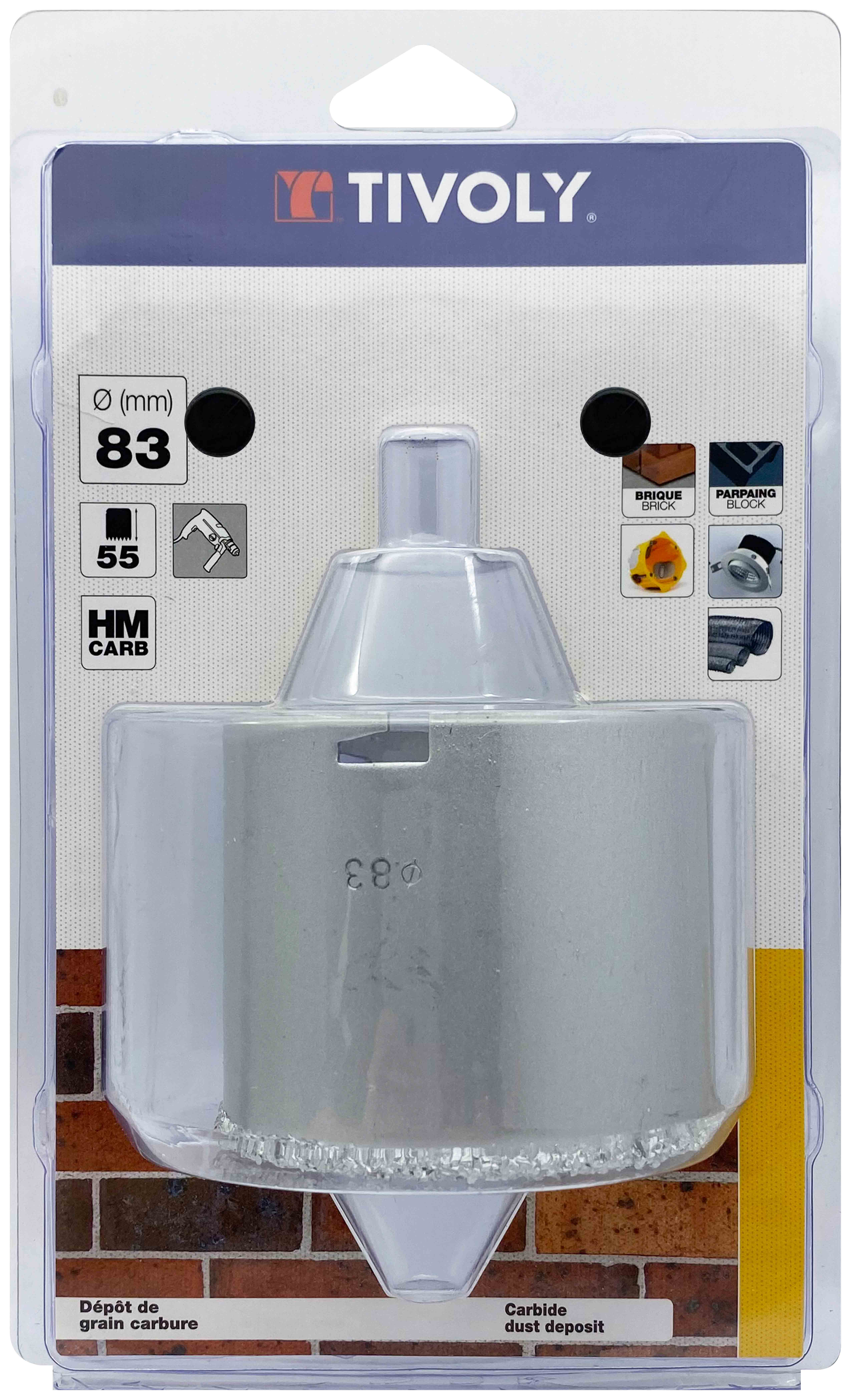 Scie cloche à concrétion carbure HM (Blister Box) / H: 55 Ø: 83 TIVOLY - XT50522052414