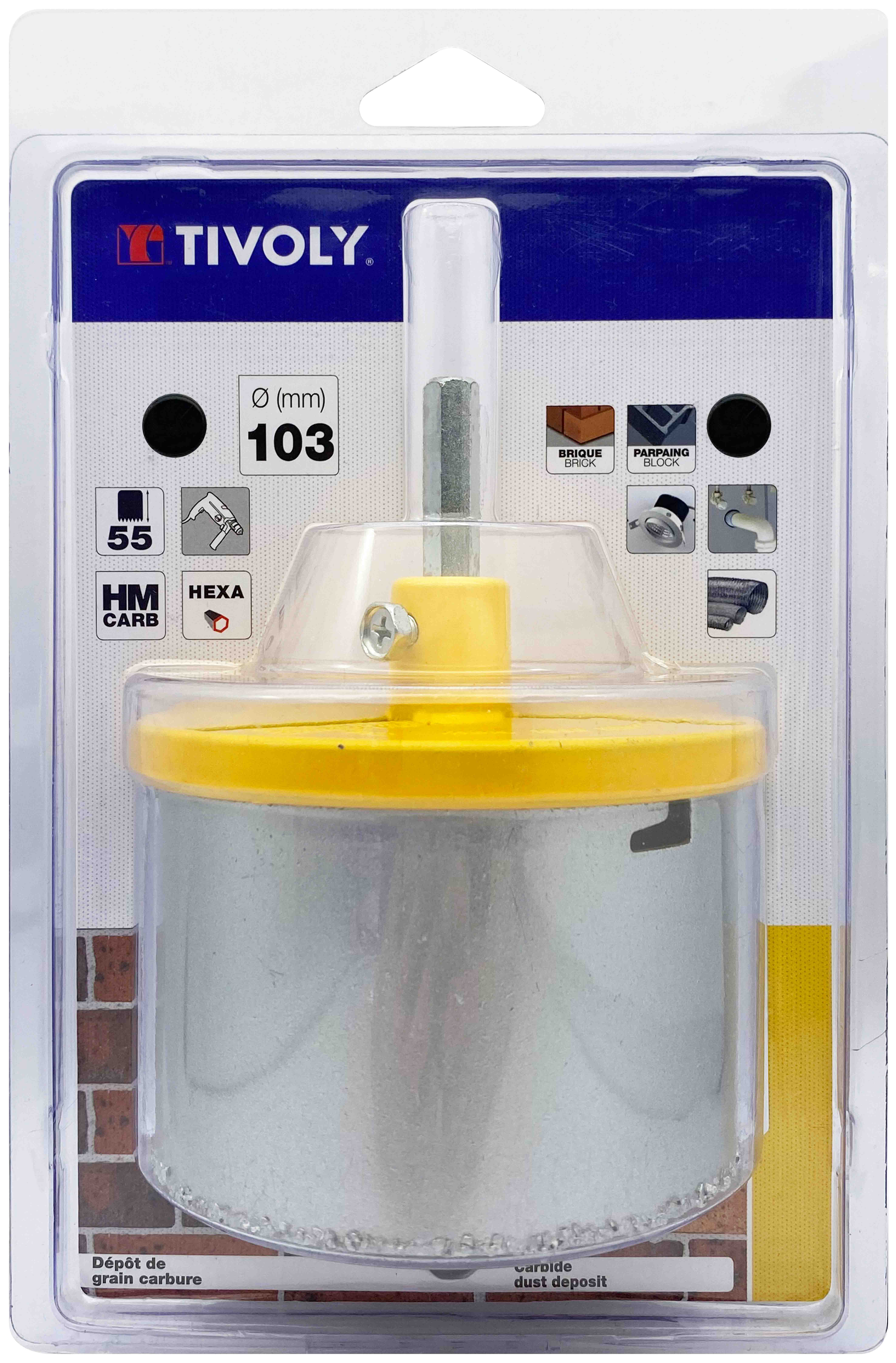 Scie cloche à concrétion carbure HM (Blister Box) / H: 55 Ø: 103 TIVOLY - XT50522052416