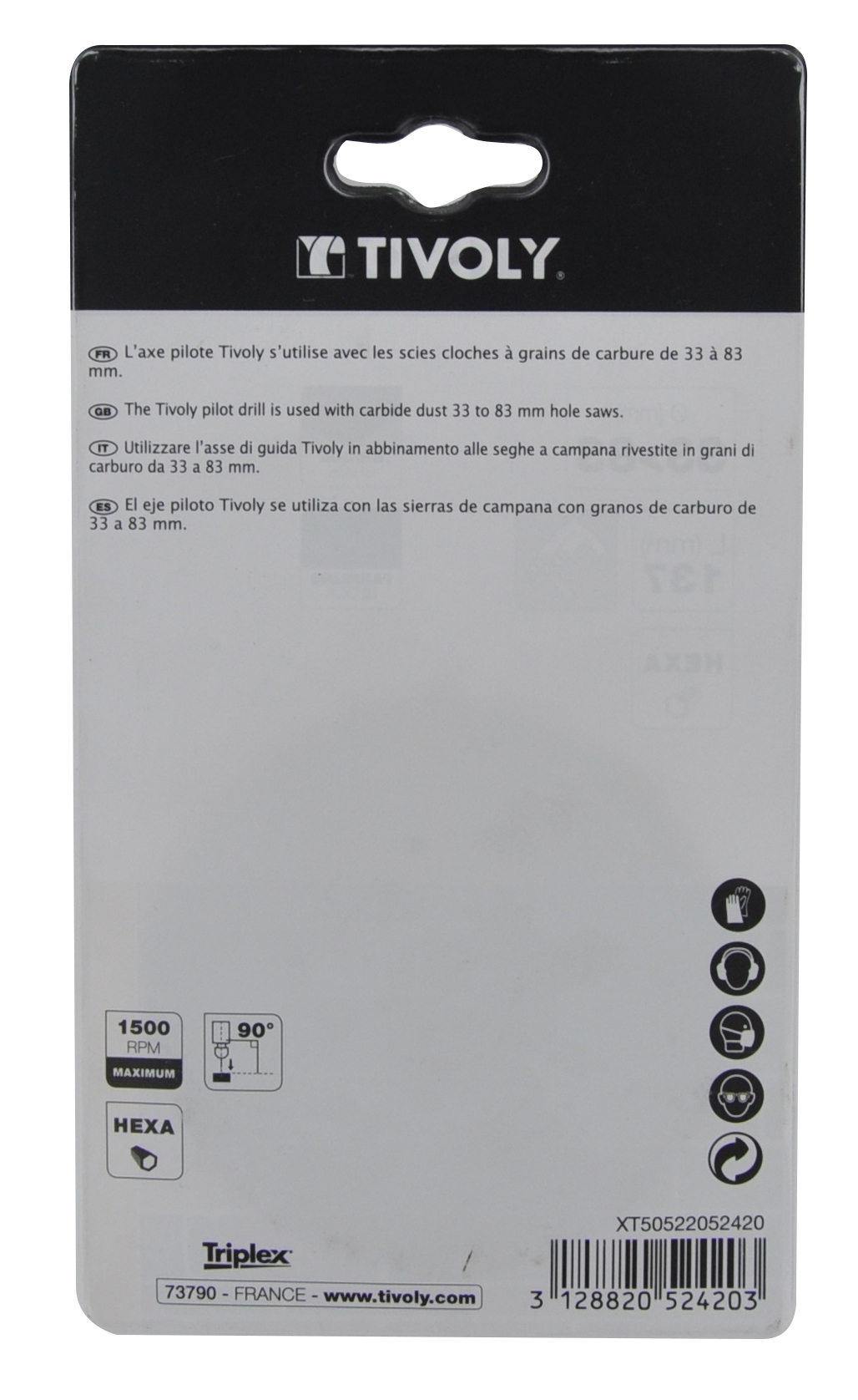 Embase avec système de fixation à crans et pilote longueur 137mm TIVOLY - XT50522052420