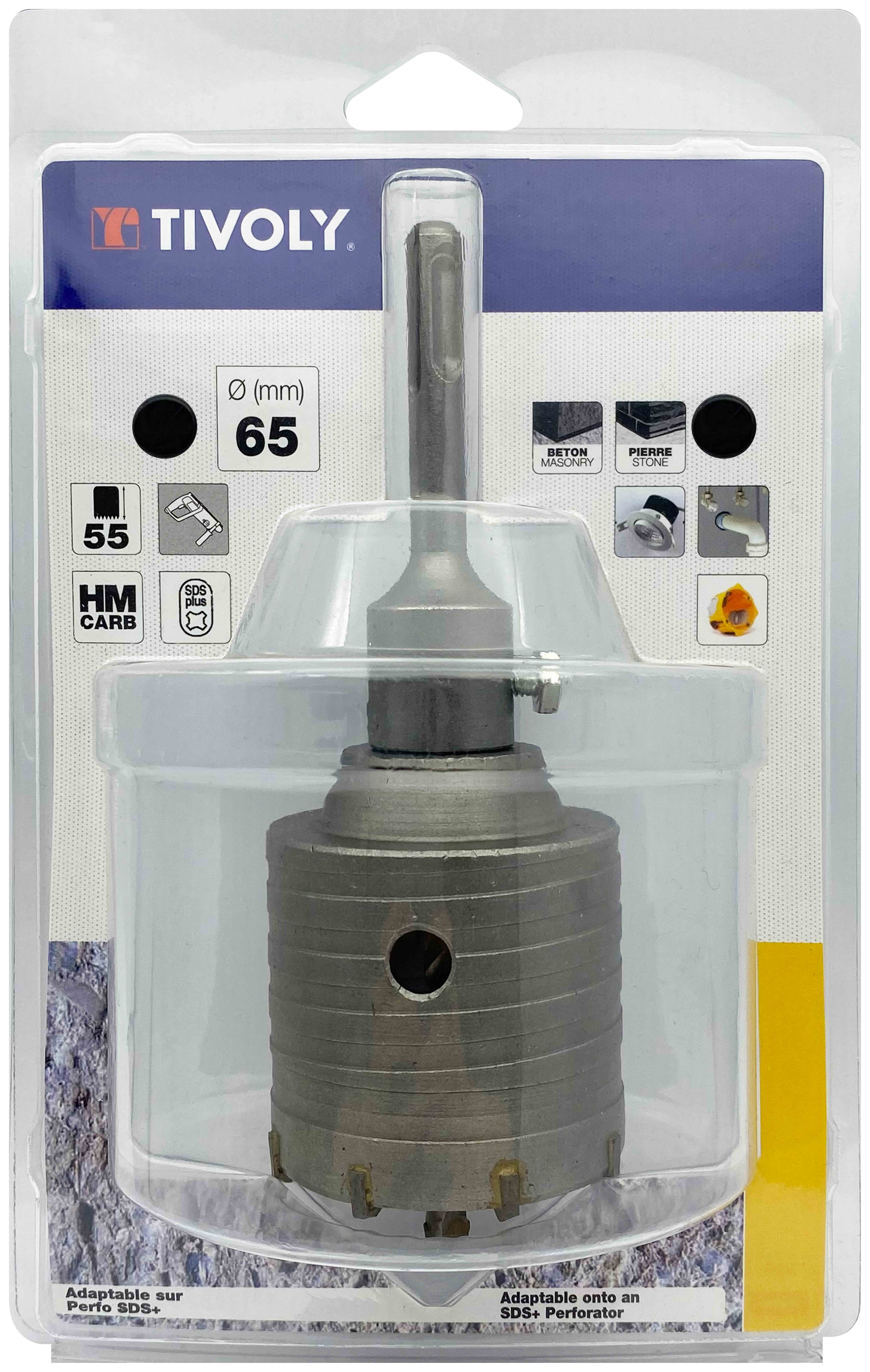 Kit trépan carbure SDS+ (Blister Box) / Ø: 65 / H: 55 TIVOLY - XT50522052602