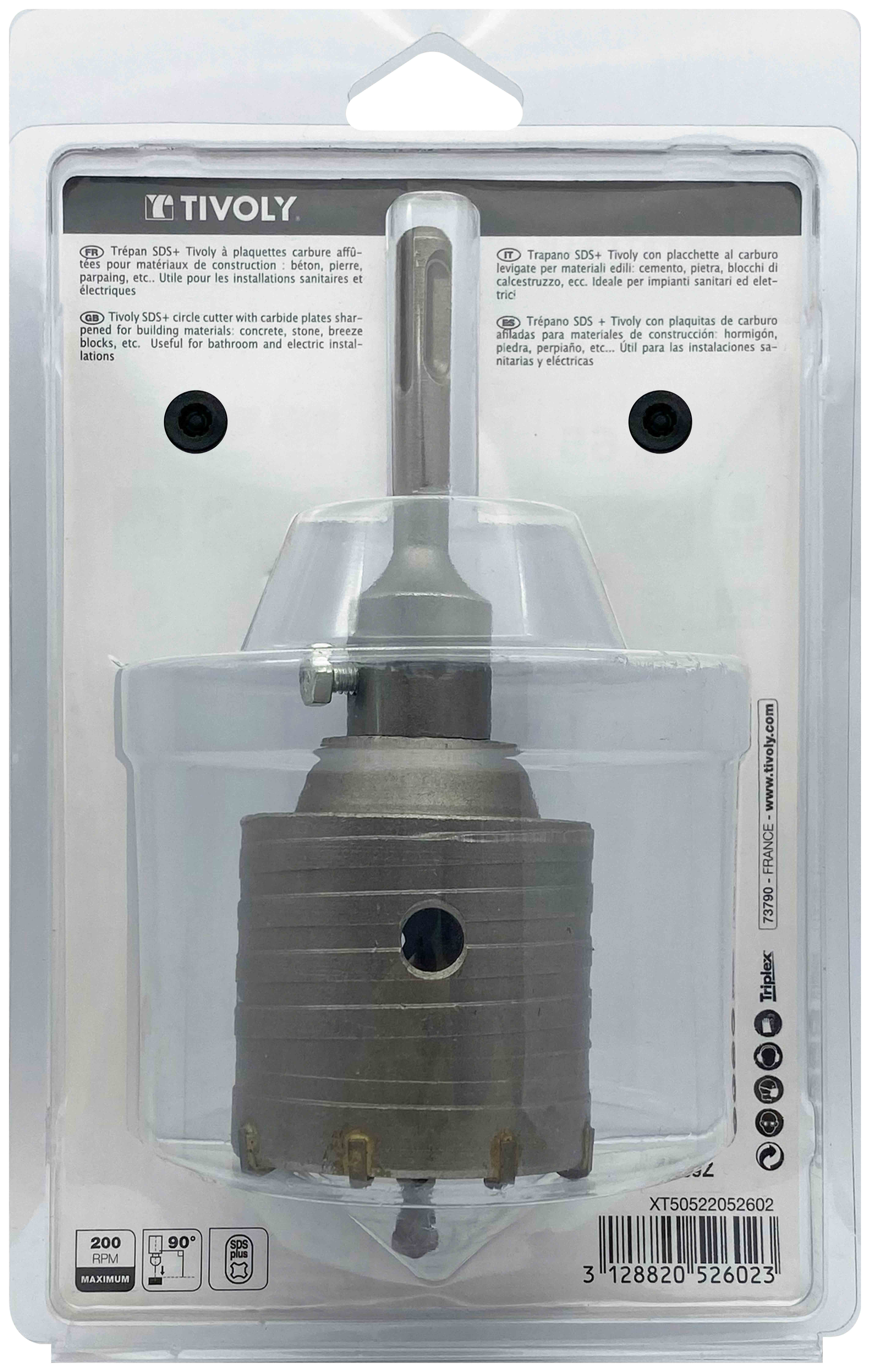 Kit trépan carbure SDS+ (Blister Box) / Ø: 65 / H: 55 TIVOLY - XT50522052602