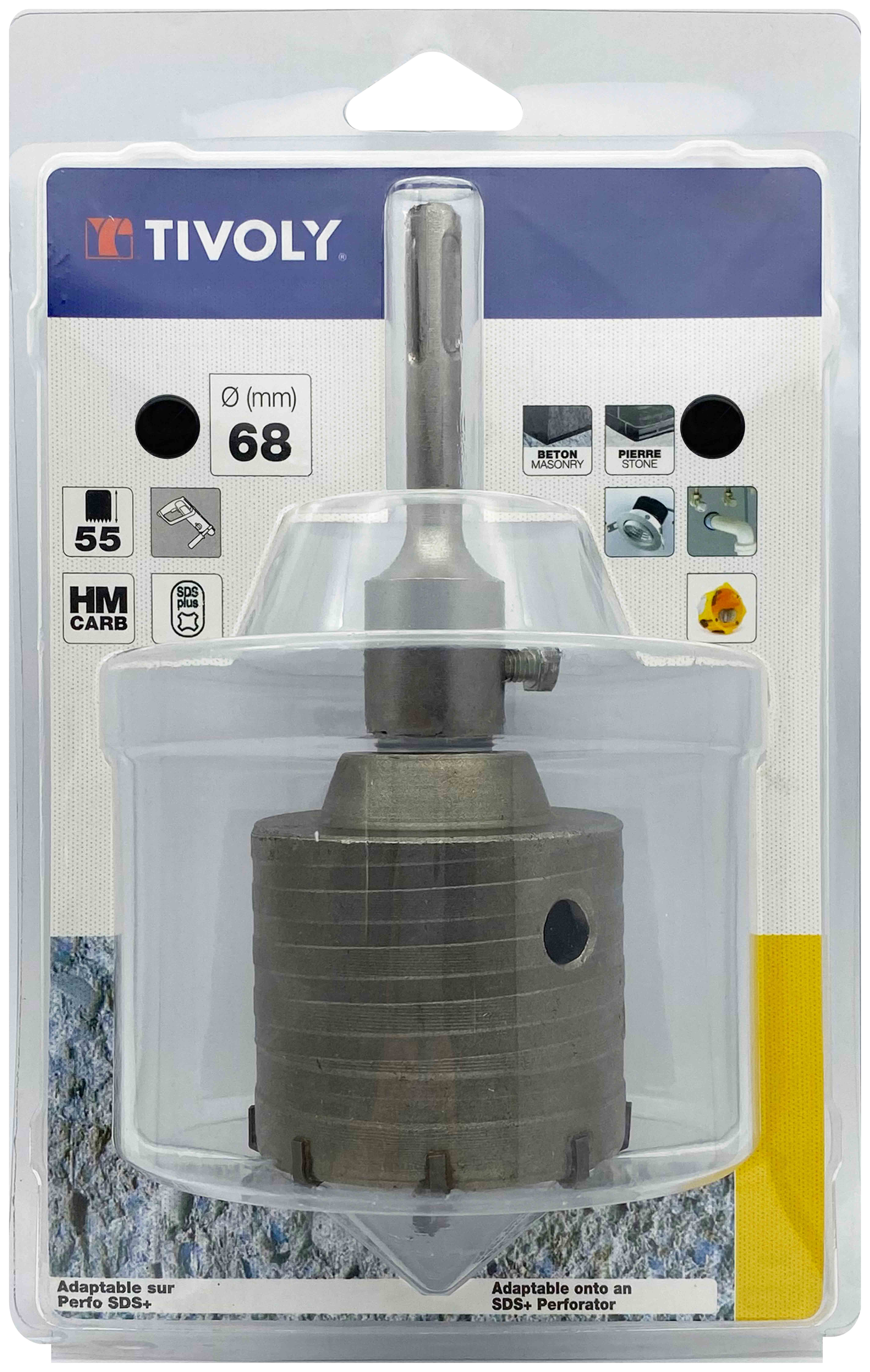 Kit trépan carbure SDS+ (Blister Box) / Ø: 68 / H: 55 TIVOLY - XT50522052608