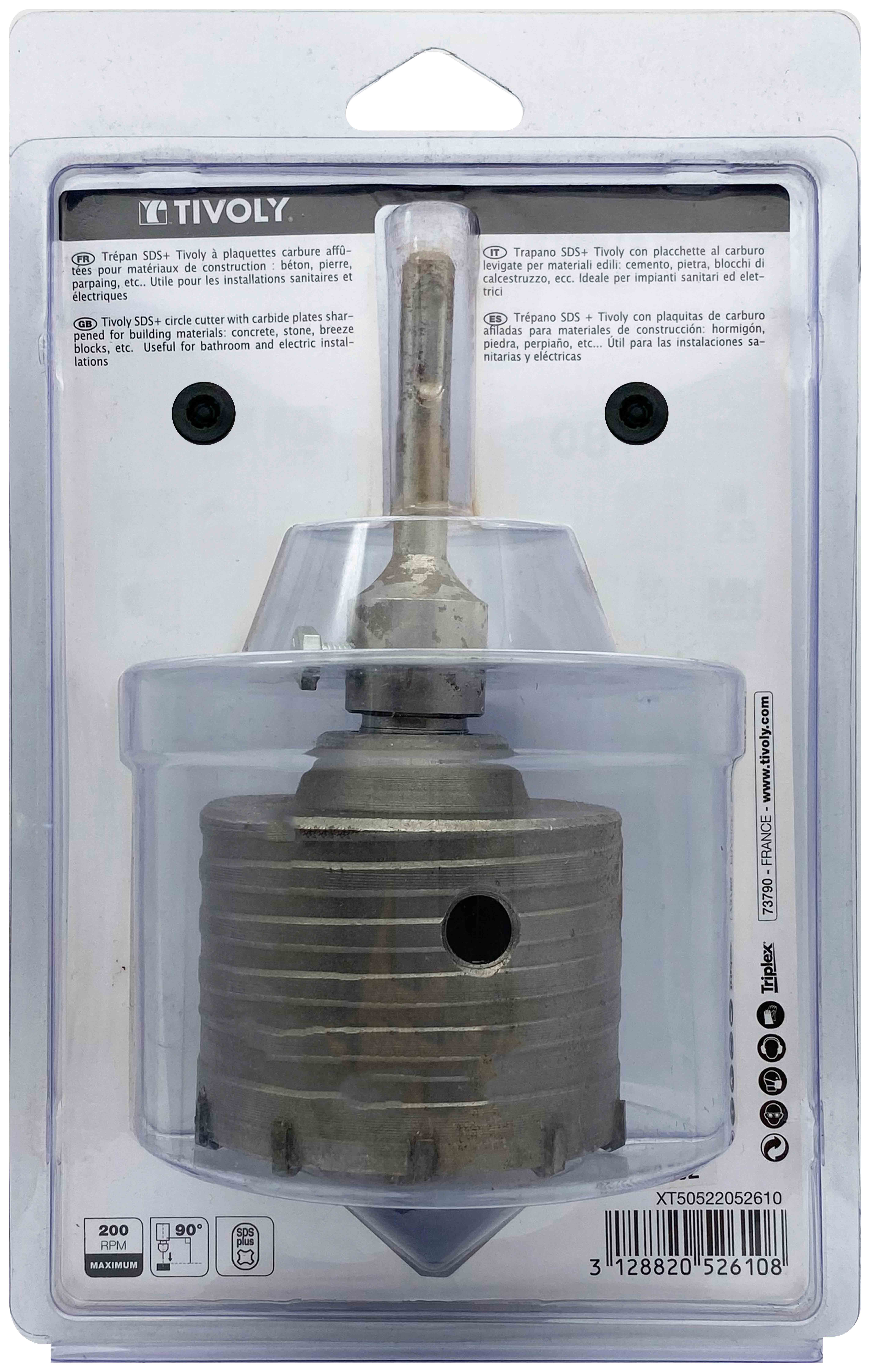 Kit trépan carbure SDS+ (Blister Box) / Ø: 80 / H: 55 TIVOLY - XT50522052610