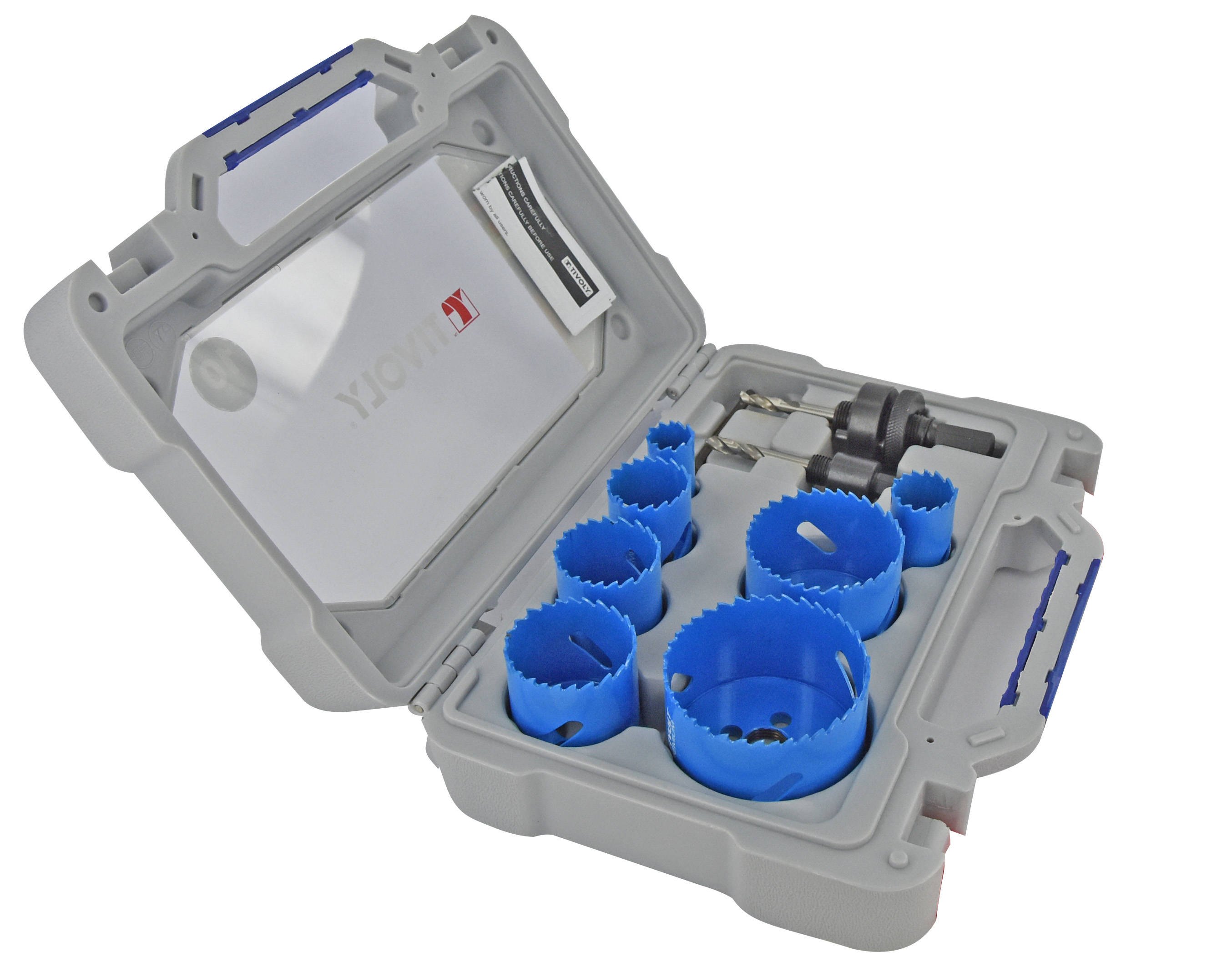 Mallette de 10 pièces - 7 scies cloches bi-métal cobalt 8% Ø 19 à 68mm + 2 pilotes + 1 clé Allen TIVOLY - XT505270002