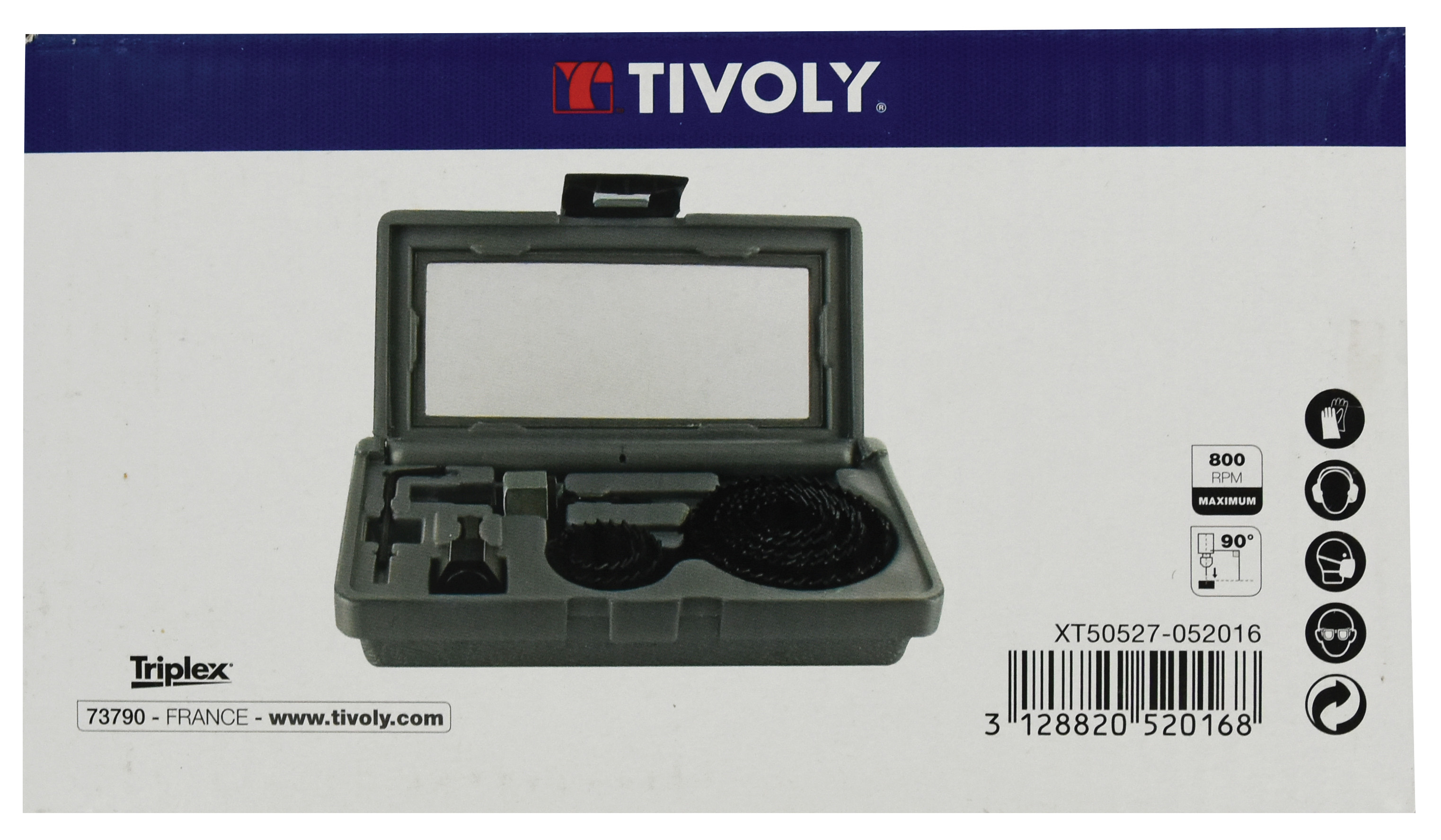 Mallette de 11 pièces - 8 scies cloches HCS Ø 22 à 68mm + 2 arbres + 1 clé TIVOLY - XT50527052016